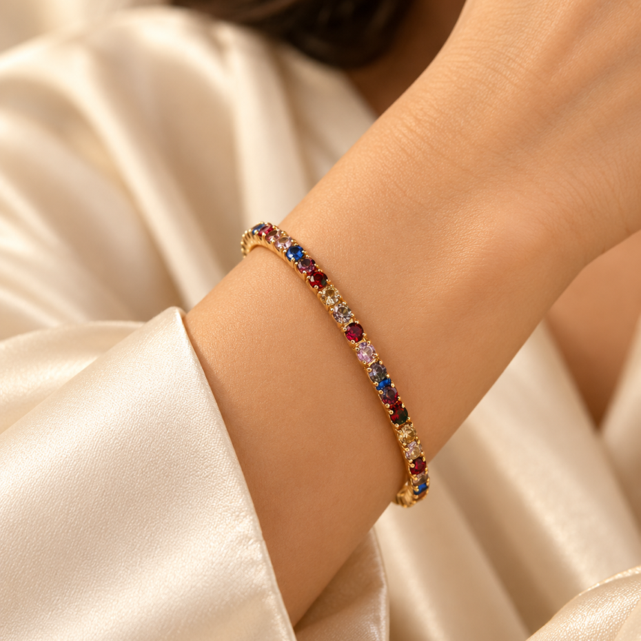 Multicolor Rainbow Gold Tone Designer Kada