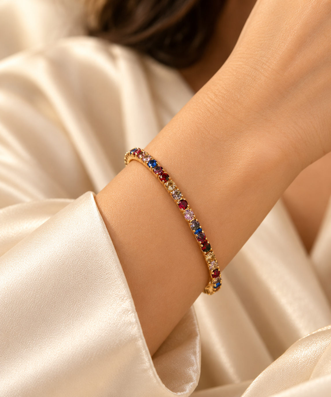 Multicolor Rainbow Gold Tone Designer Kada