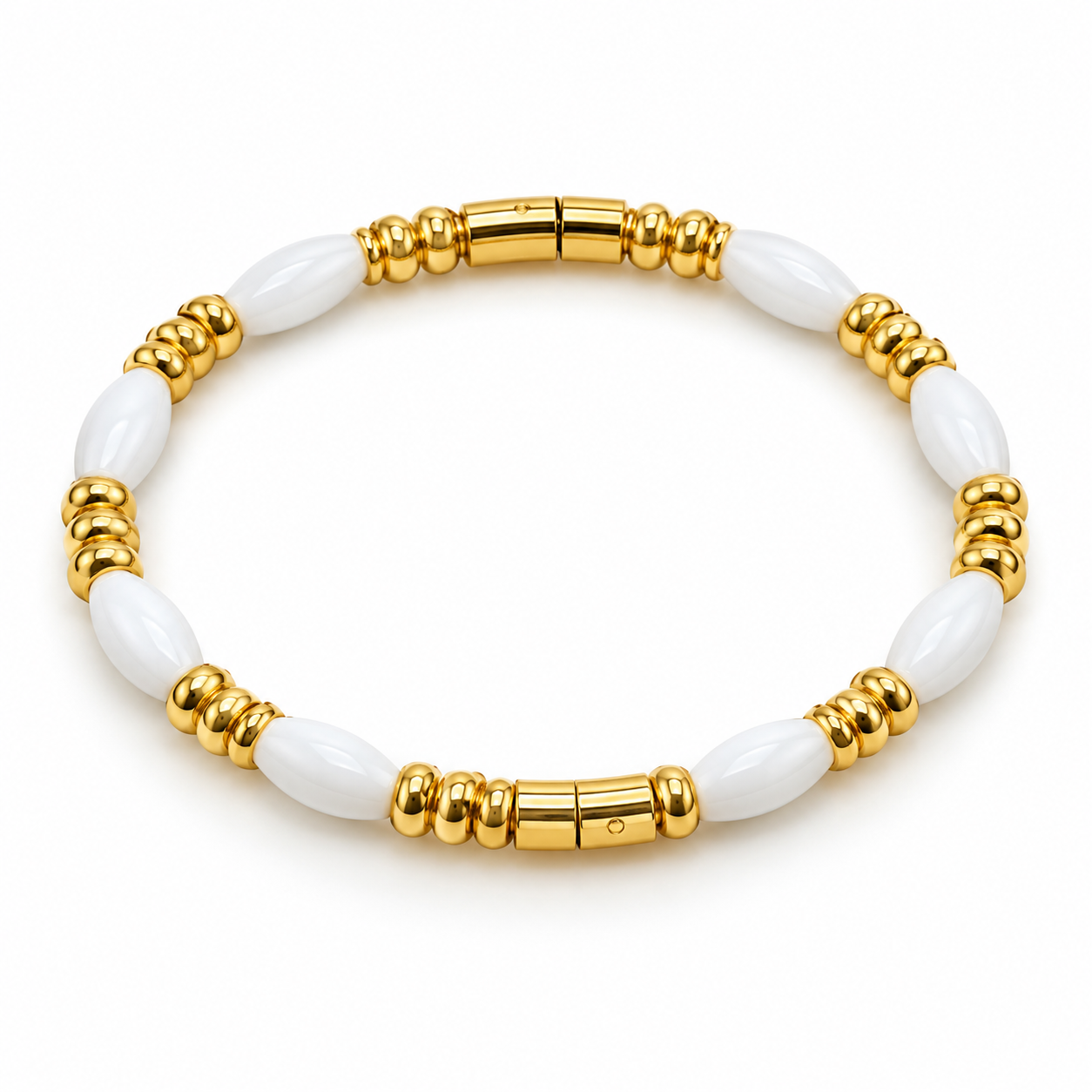 Pearl White Gold Tone Designer Bracelet