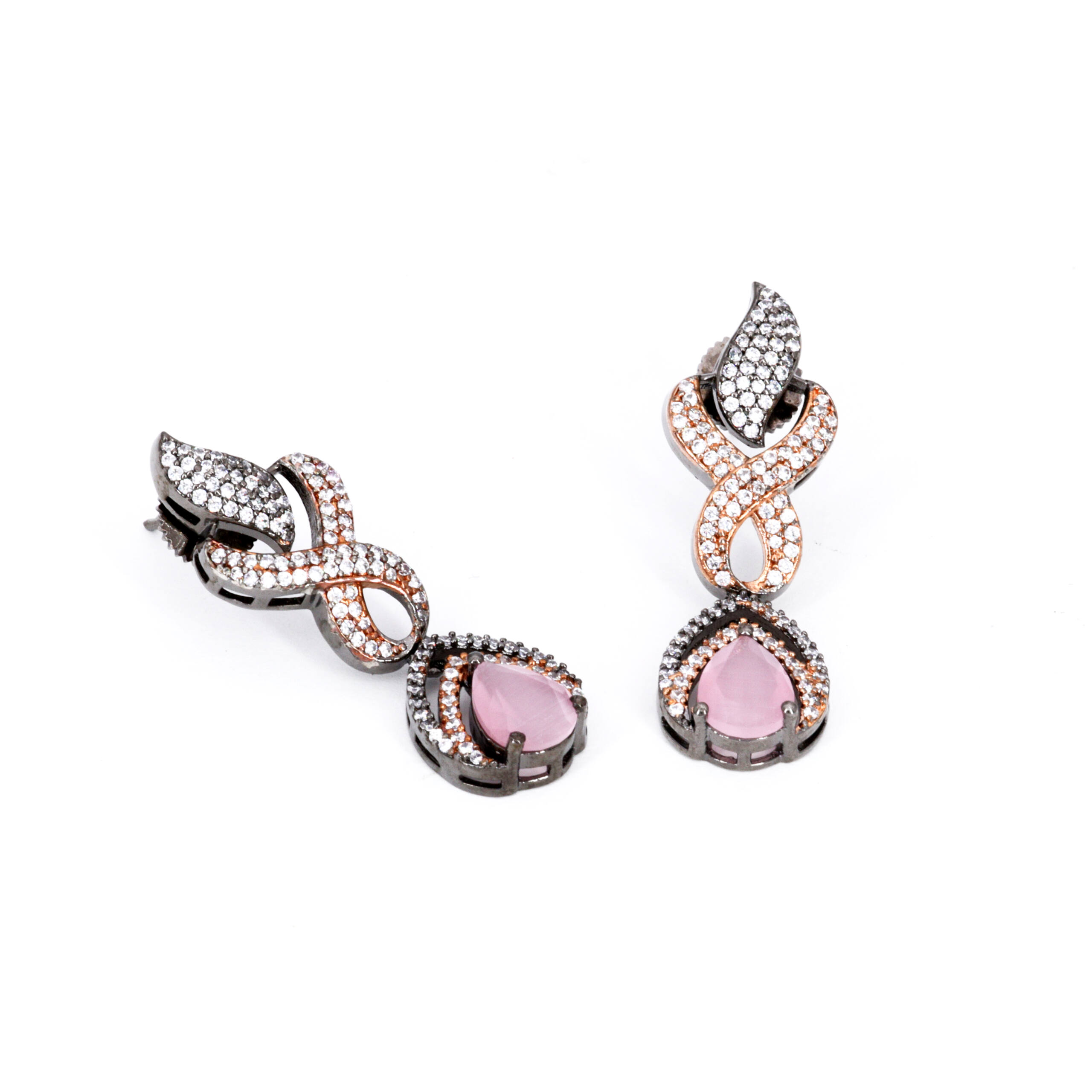 Rose Quartz Look Teardrop Earrings