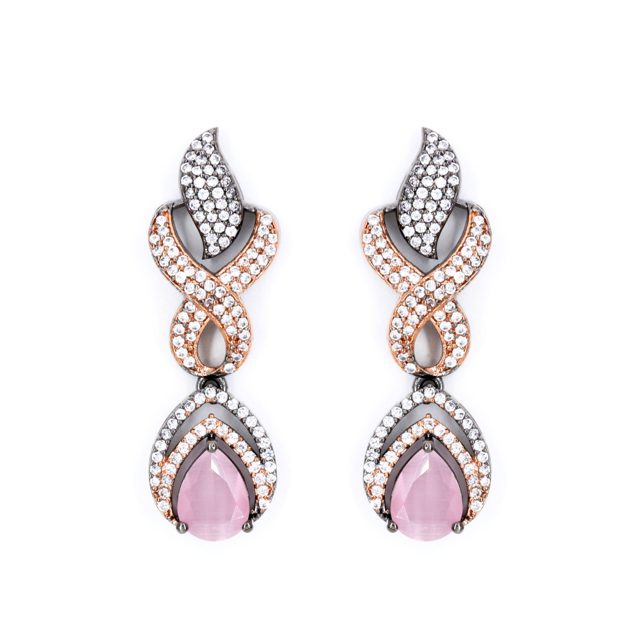 Rose Quartz Look Teardrop Earrings
