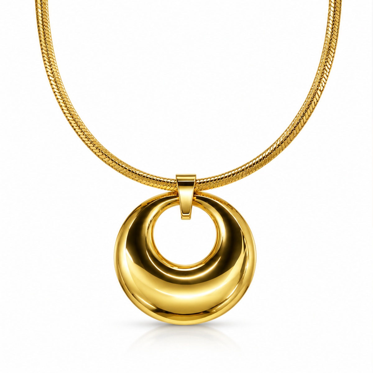 Round Designer Gold Tone Pendant Necklace