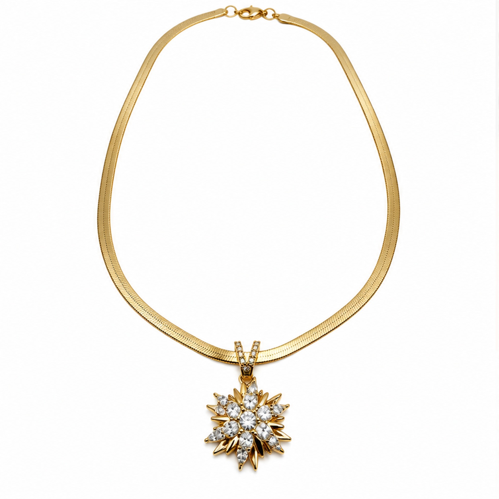 Round Flower Gold Tone Pendant Necklace