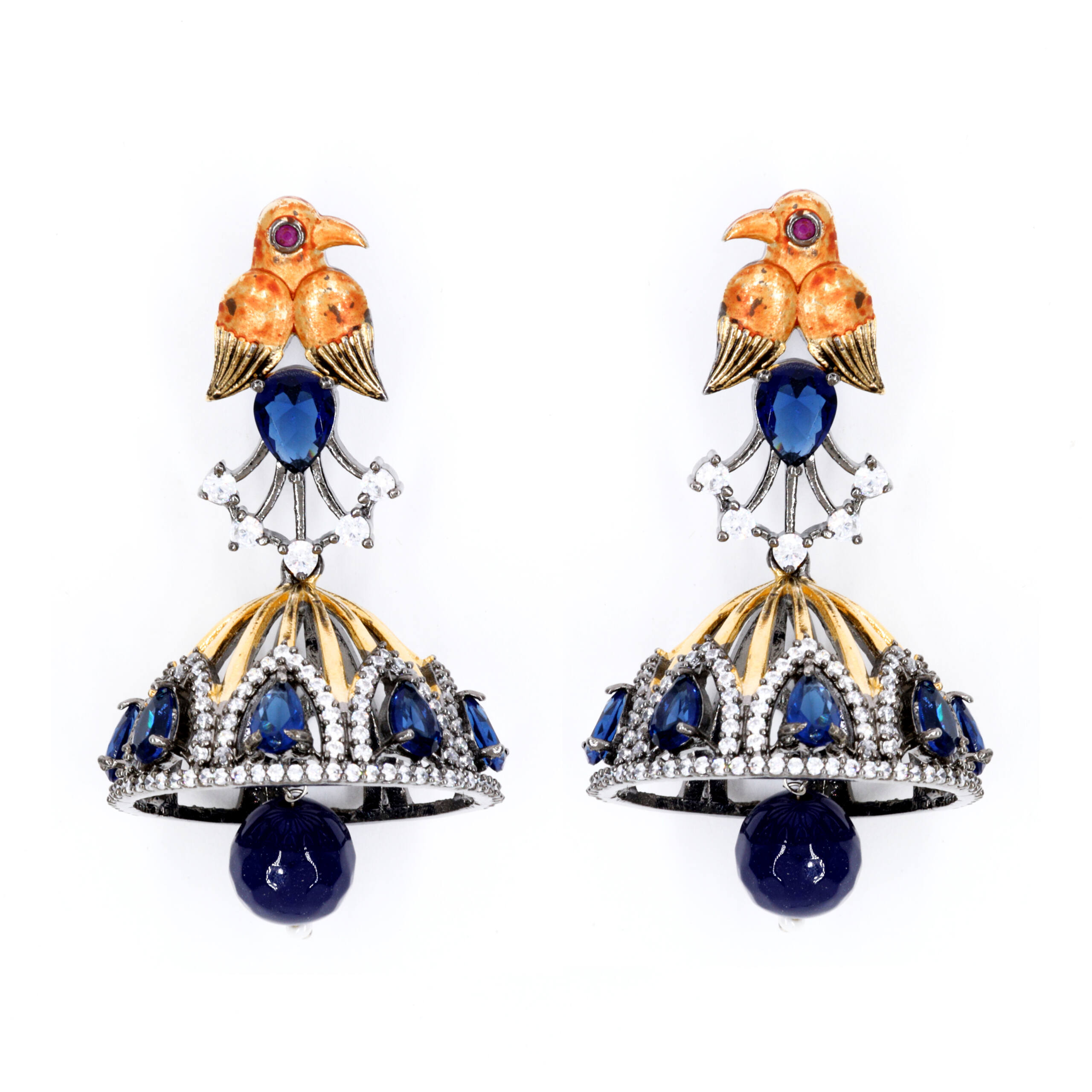 Royal Blue Jhumka Drop Earrings