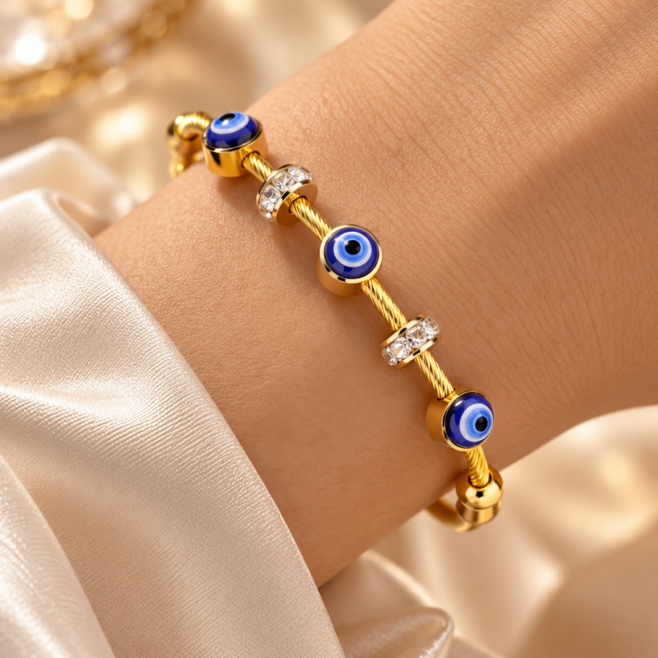 Royal Blue Stone Gold Tone Bracelet