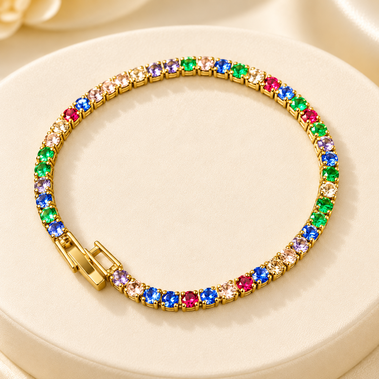 Royal Multicolor Stone Gold Tone Kada