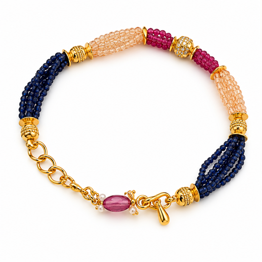 Royal Navy Blue Ruby Accent Bracelet