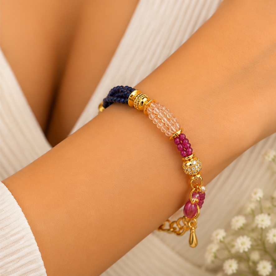 Royal Navy Blue Ruby Accent Bracelet