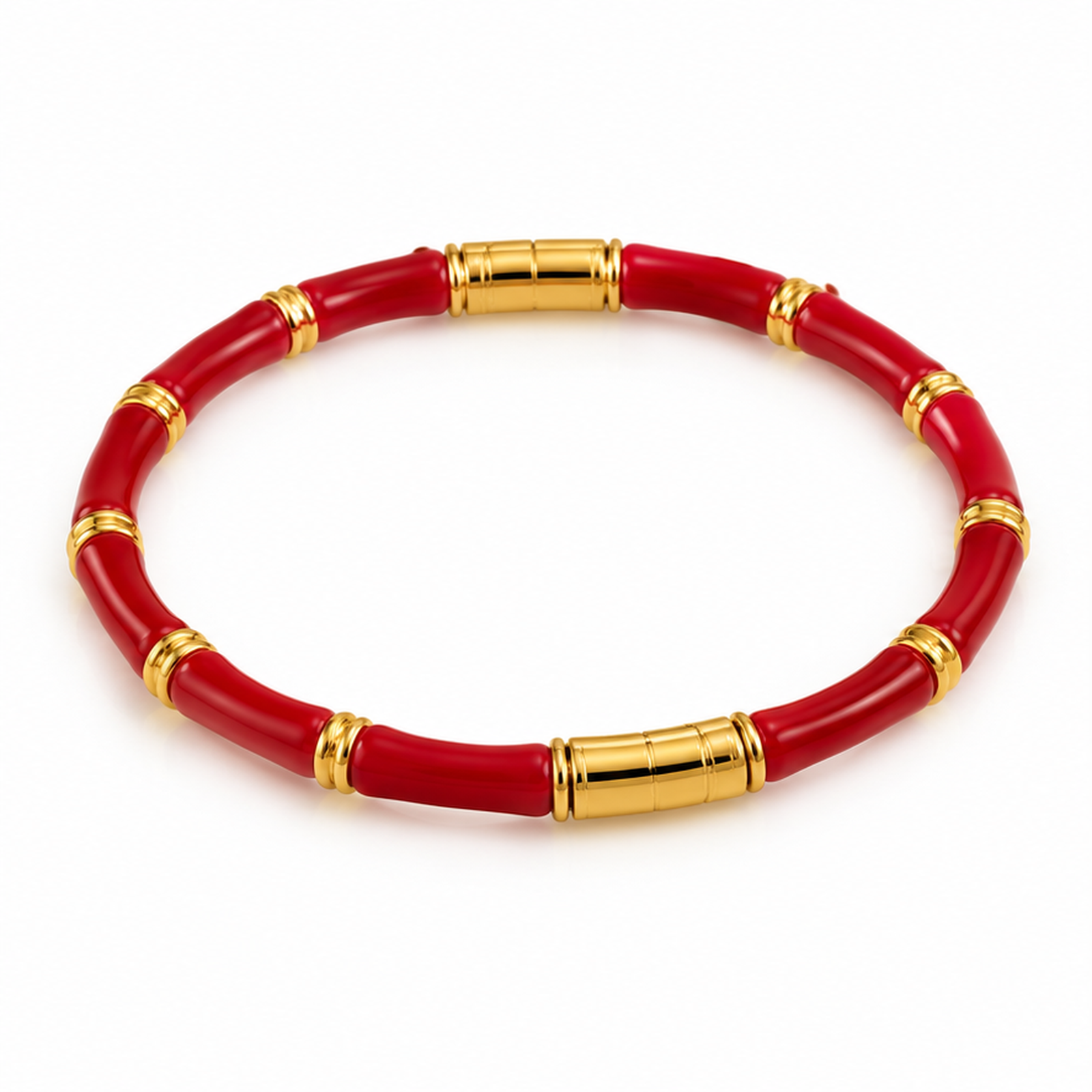 Royal Red Enamel Gold Tone Bangle