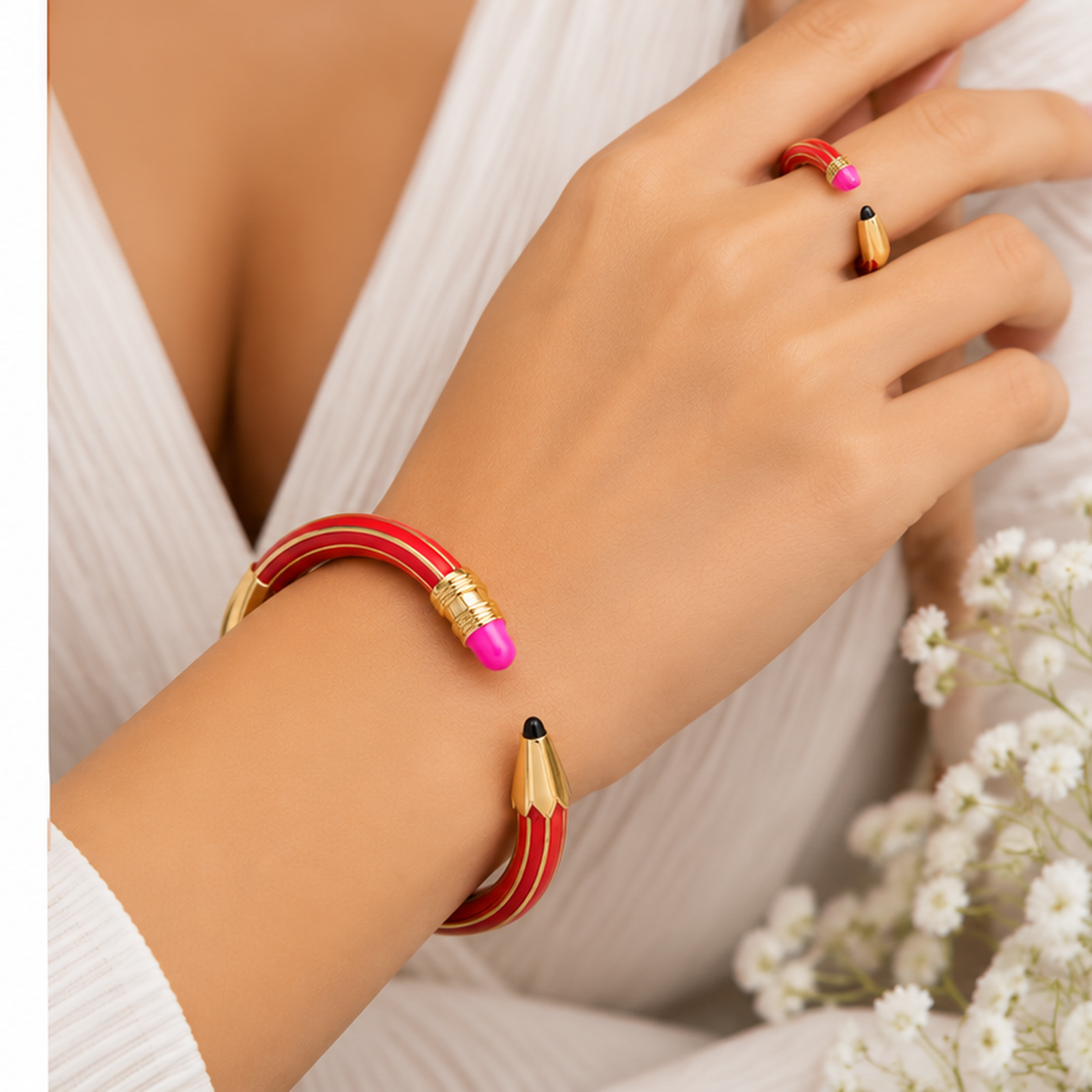 Royal Red Spiral Gold Tone Kada