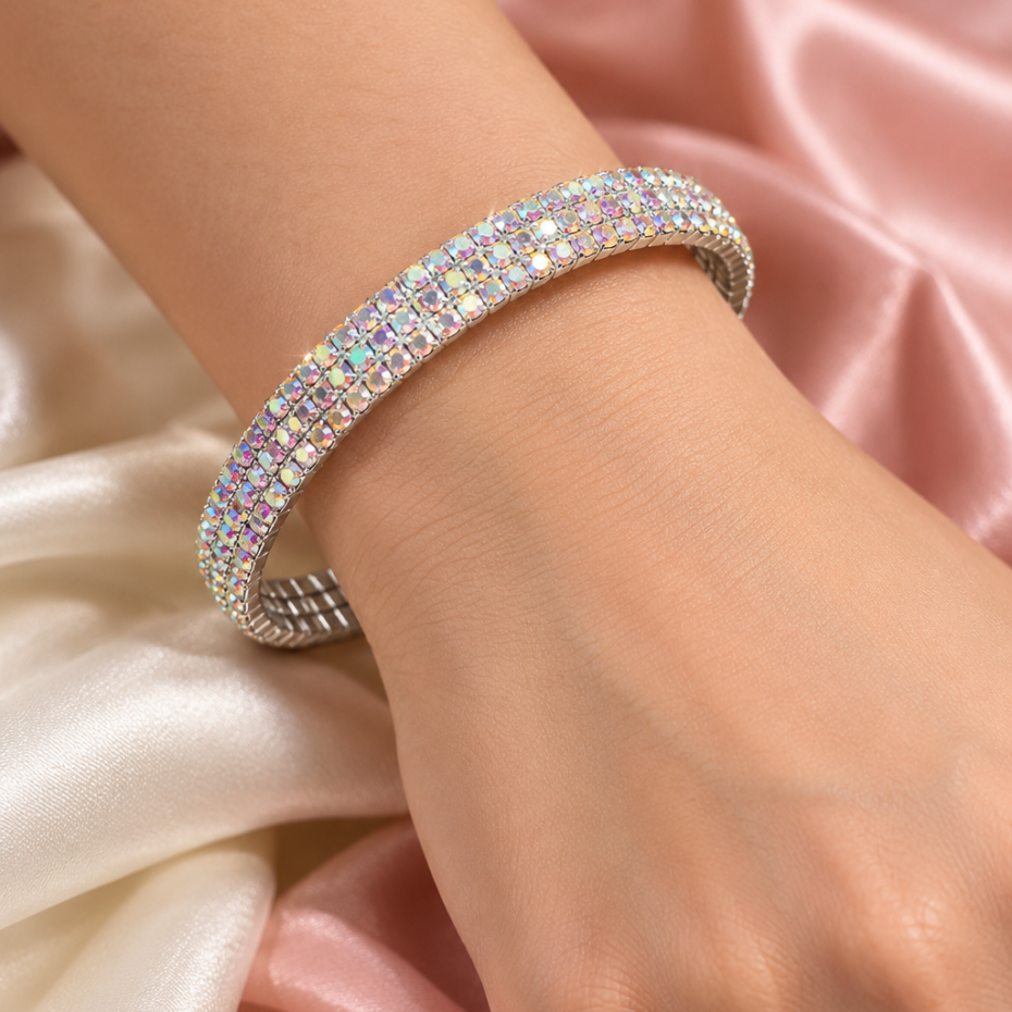 Royal Sparkle Silver Tone Broad Kada