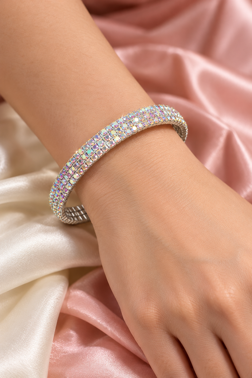 Royal Sparkle Silver Tone Broad Kada