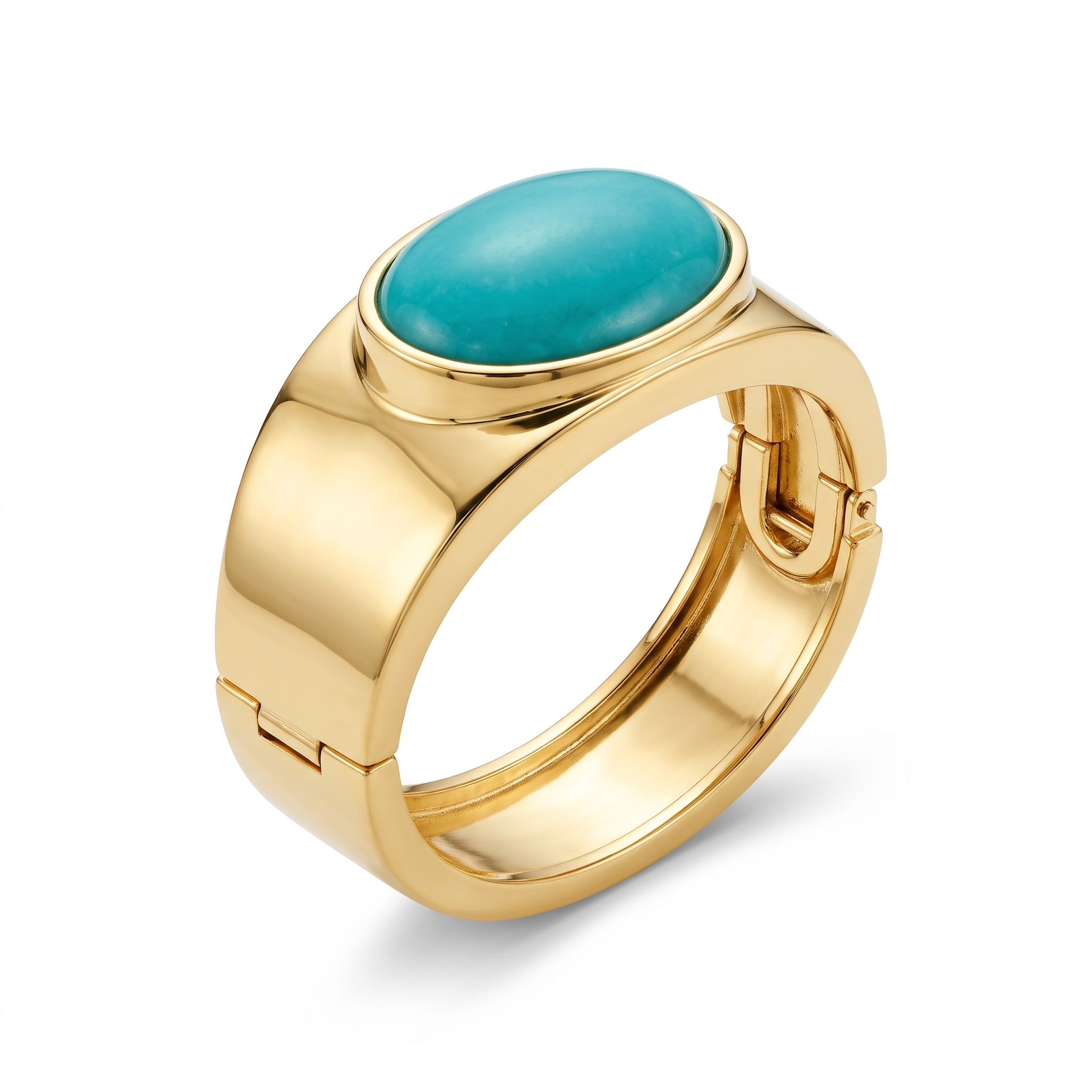 Royal Turquoise Stone Gold Tone Kada