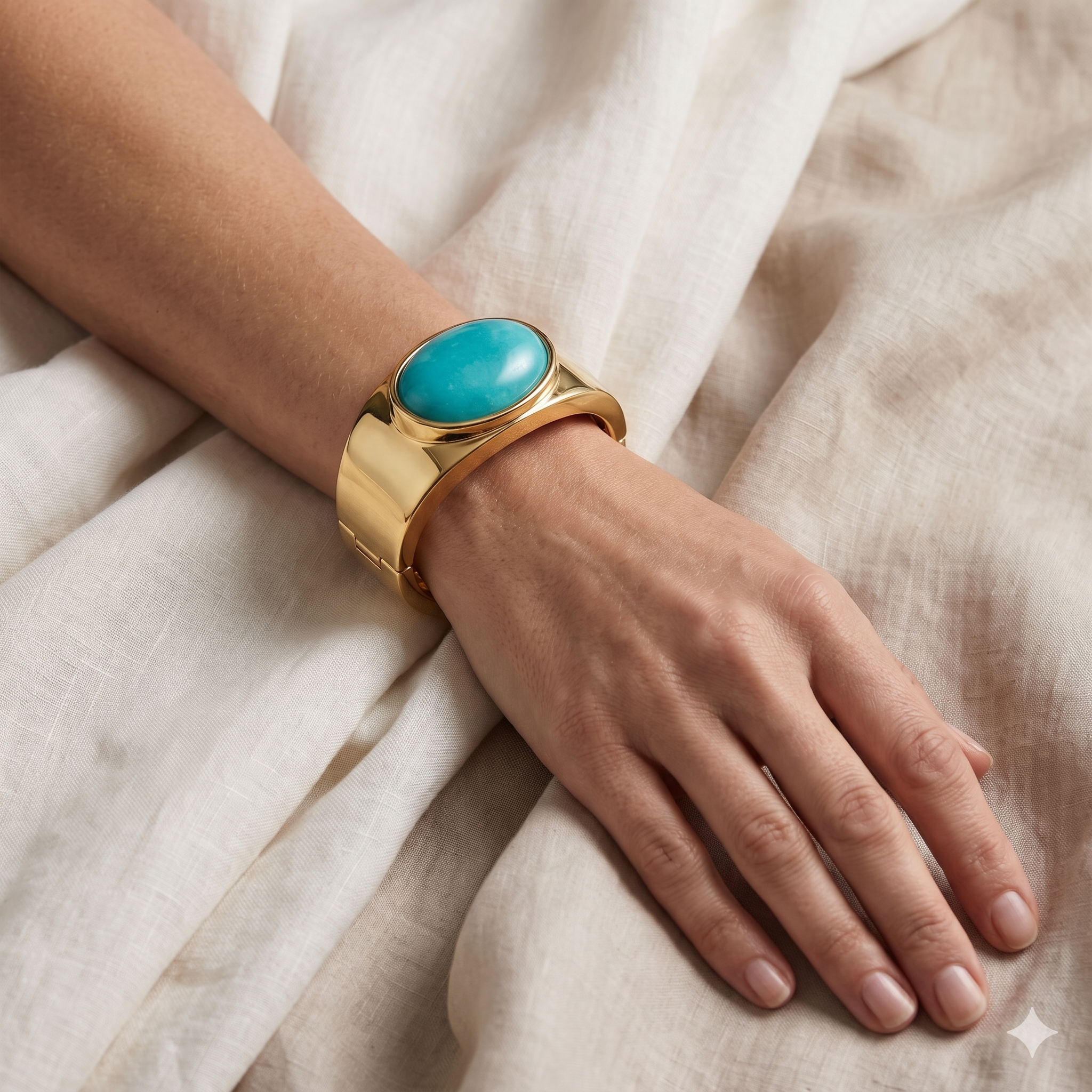 Royal Turquoise Stone Gold Tone Kada