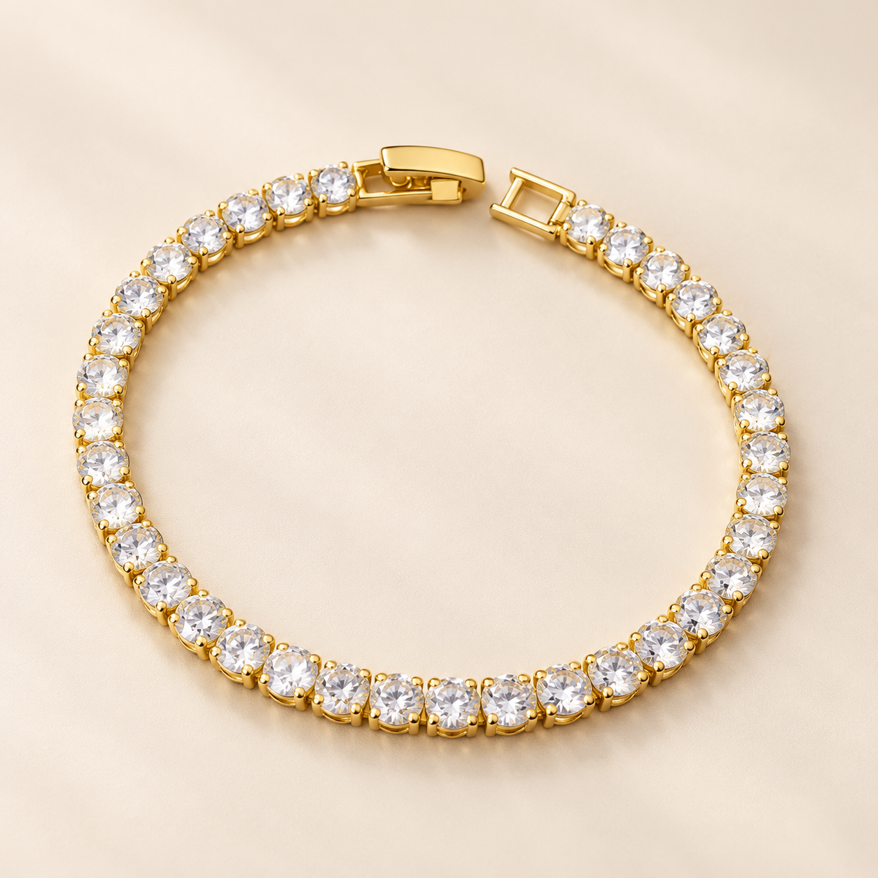 Royal White Stone Gold Tone Tennis Bracelet