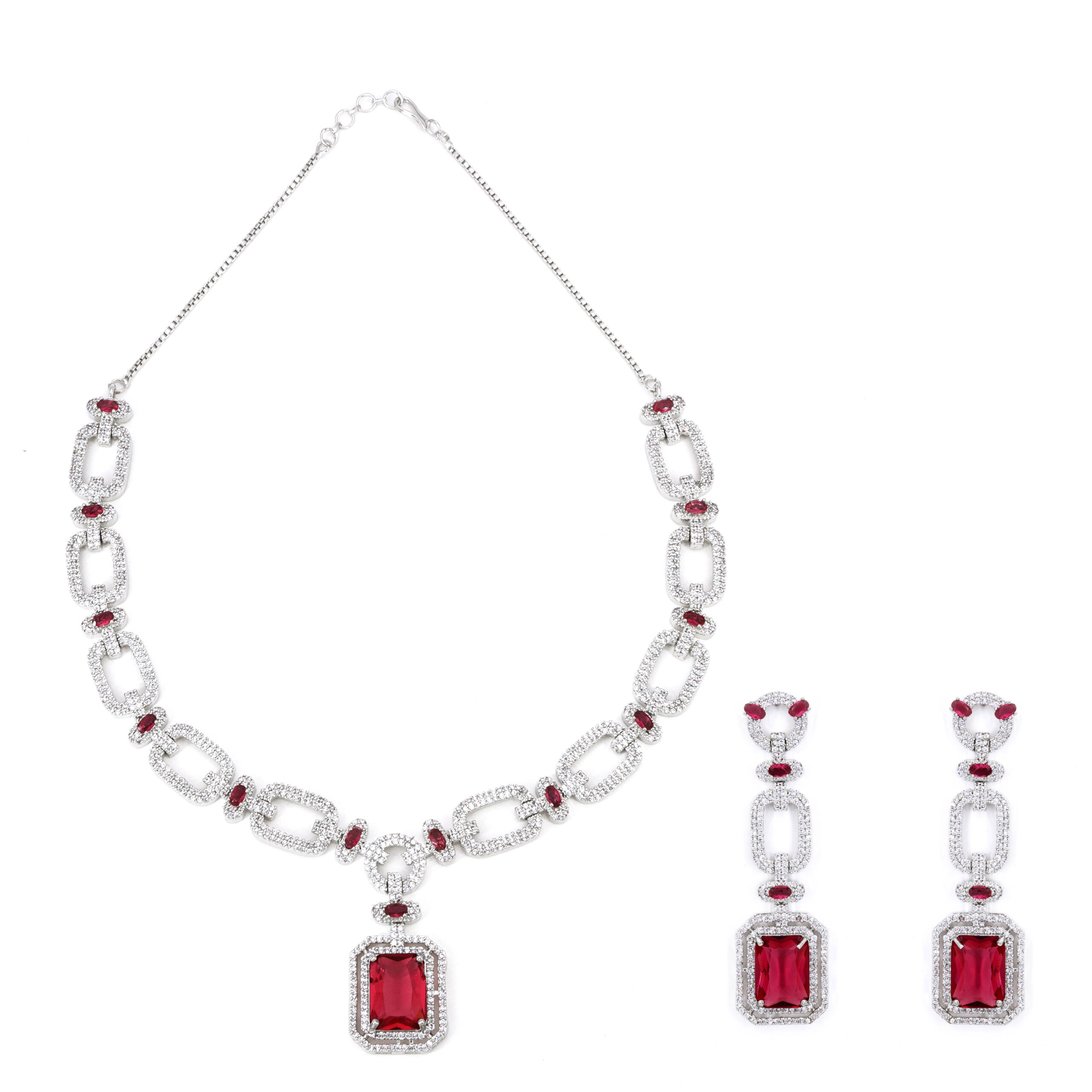 Ruby Charm Pendant Necklace Set