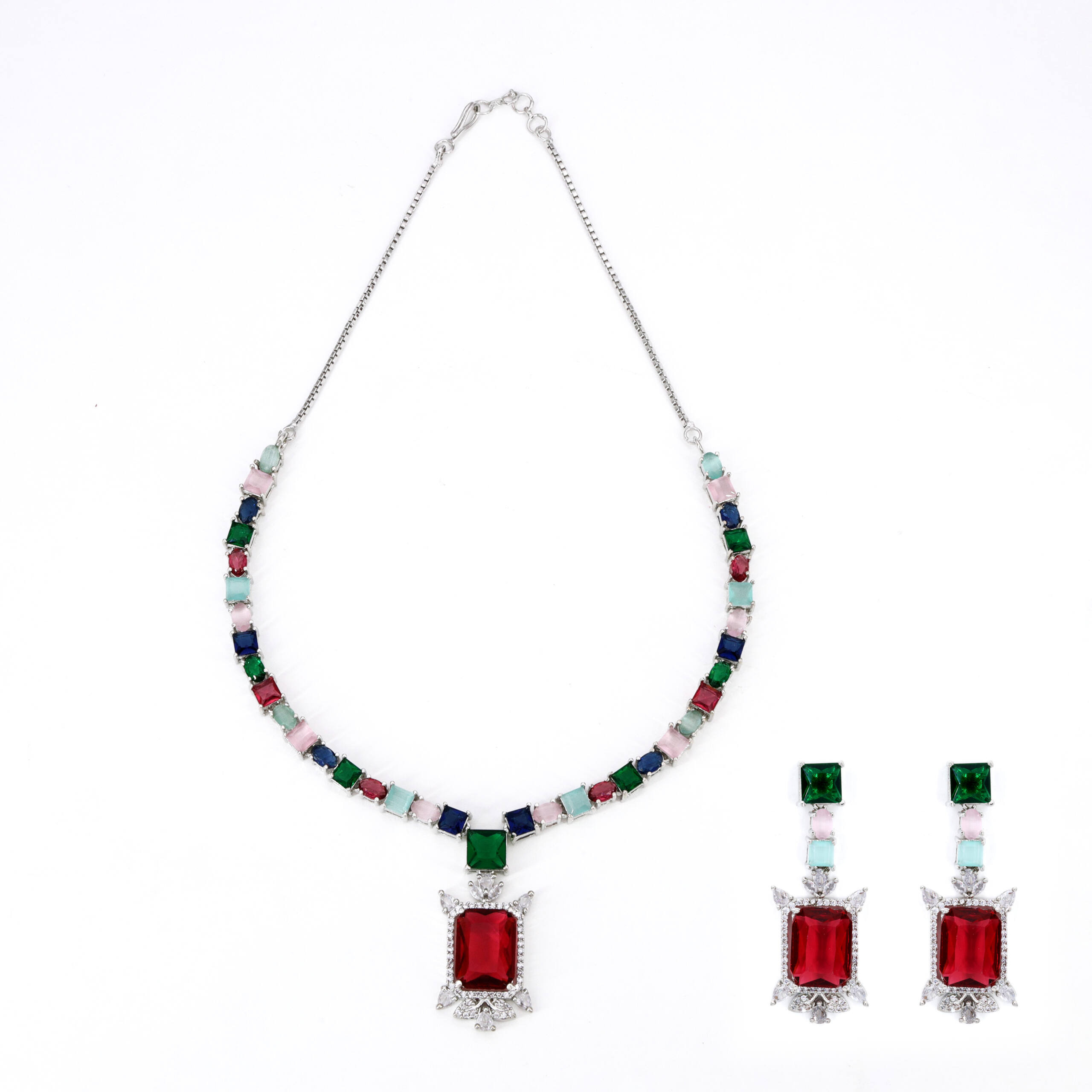 Ruby Drop Necklace Set