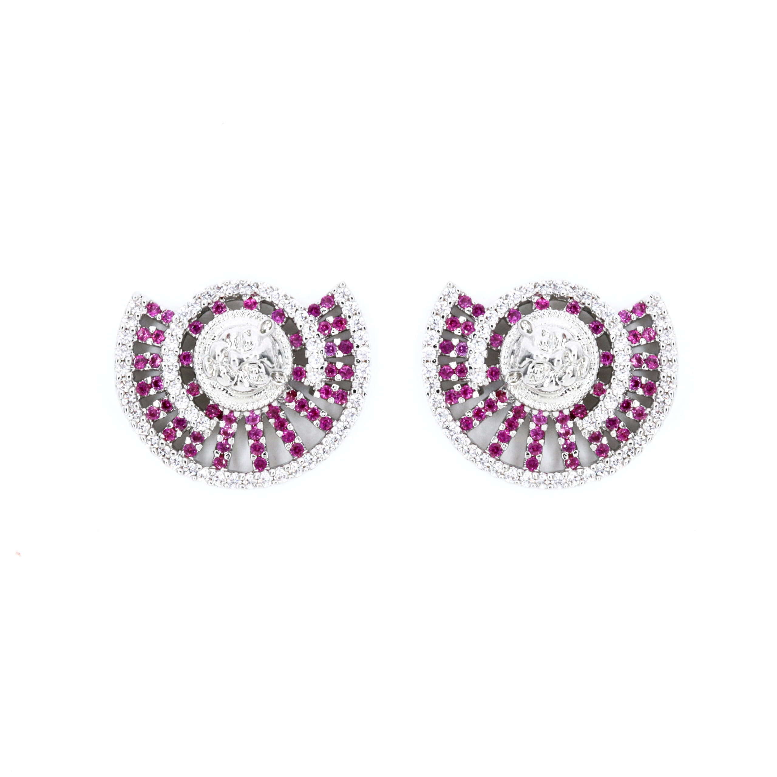 Ruby Halo Floral Stud Earrings