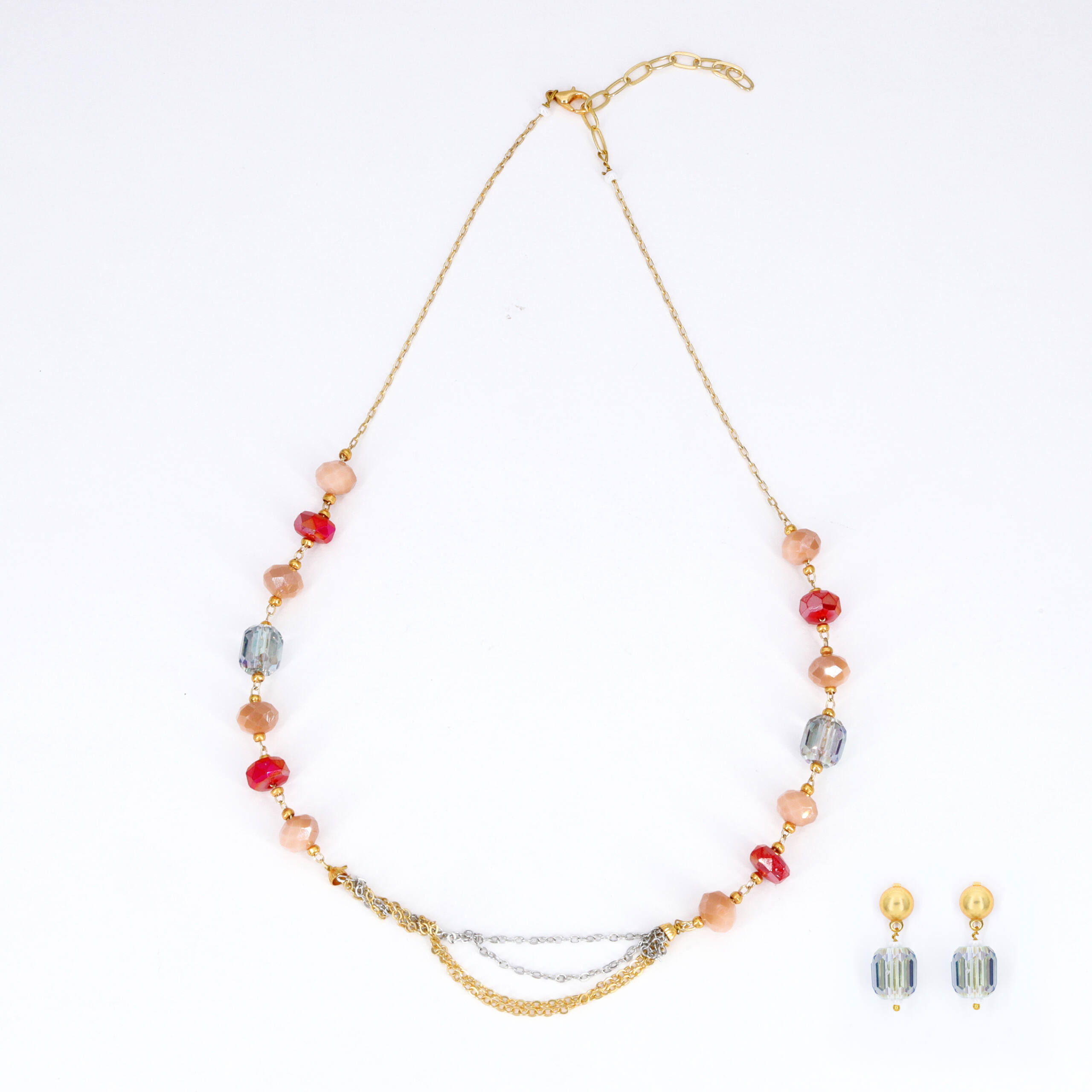 Ruby Moti Accent Necklace Set