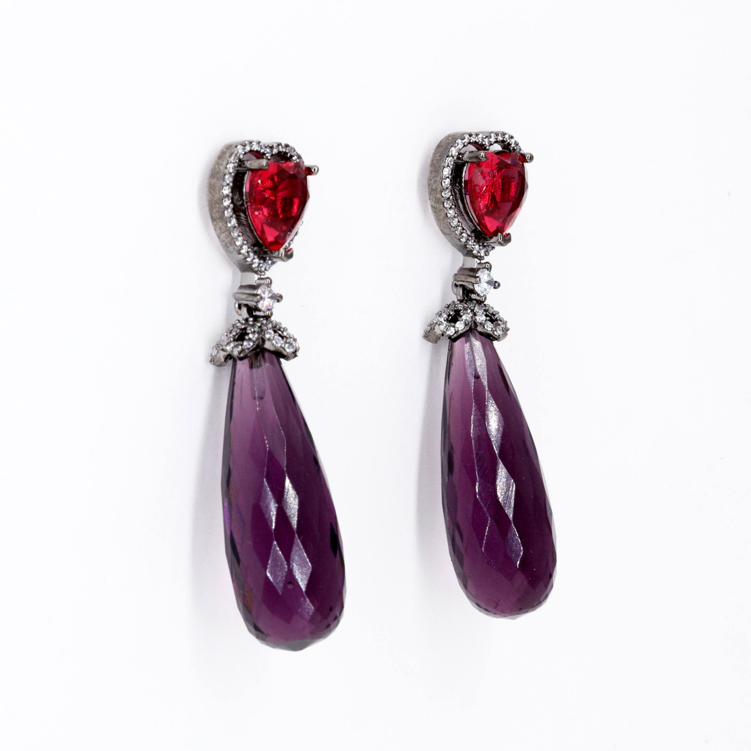 Ruby Noir Teardrop Earrings