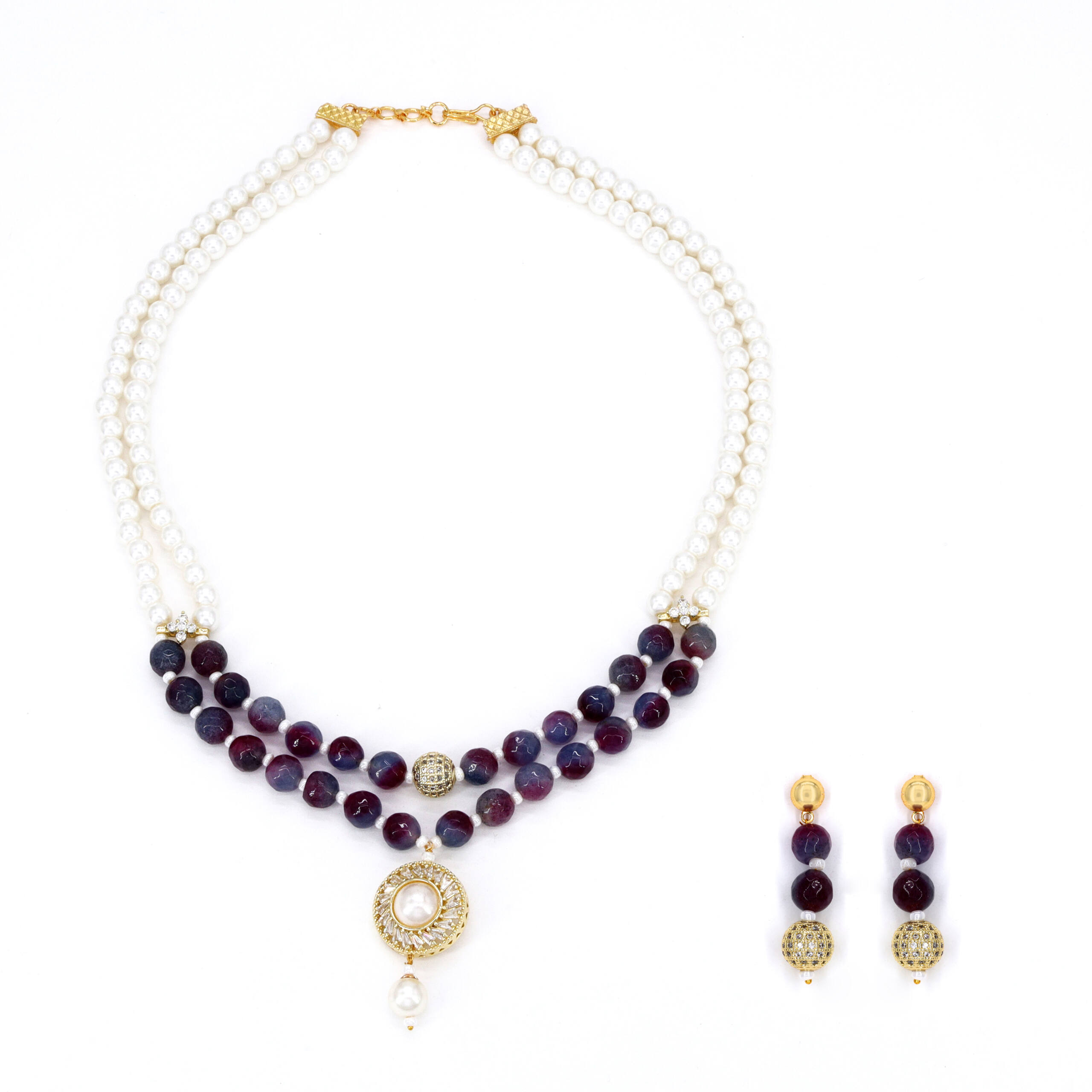Ruby Radiance Beaded Necklace Set