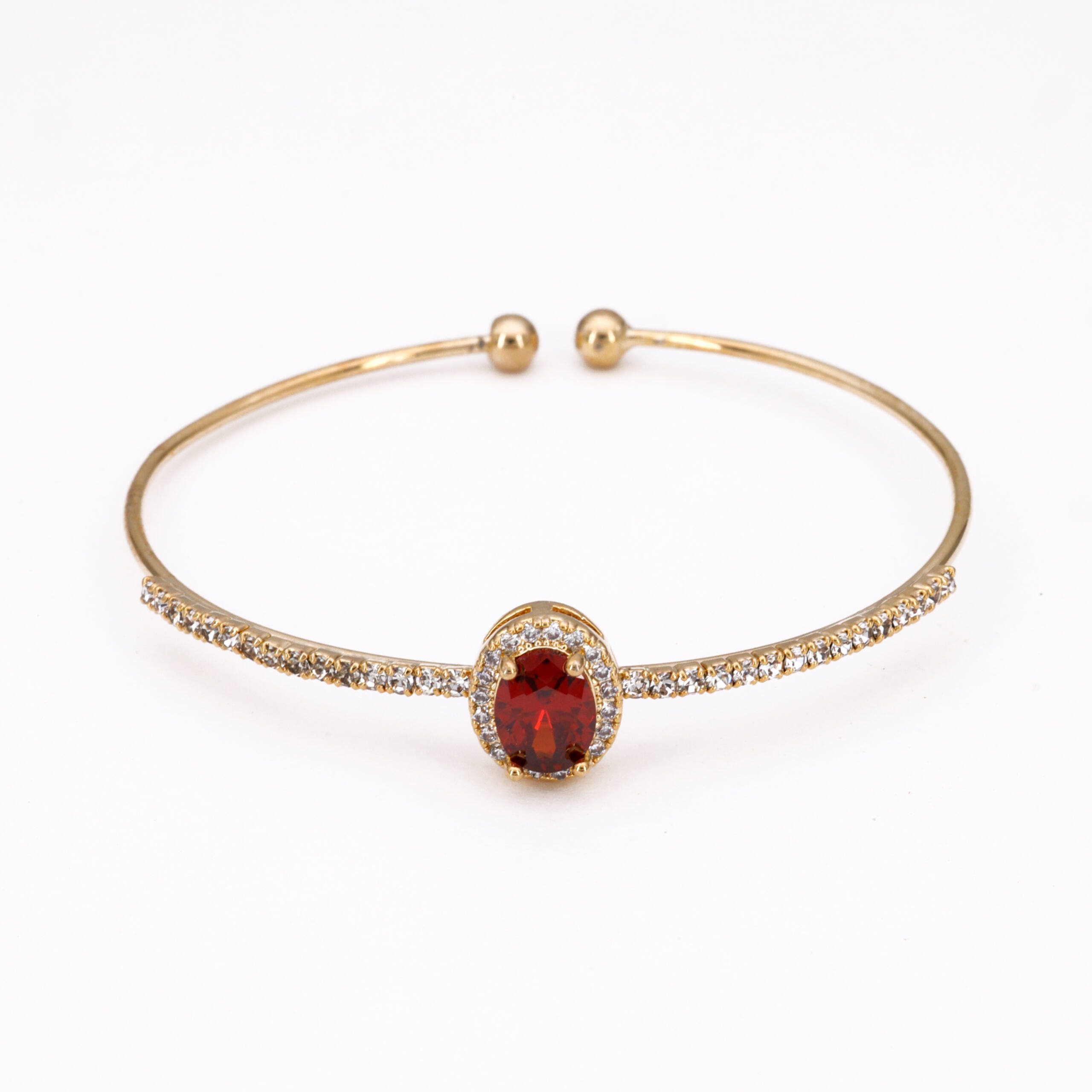 Ruby Red Gold-Tone Charm Bracelet
