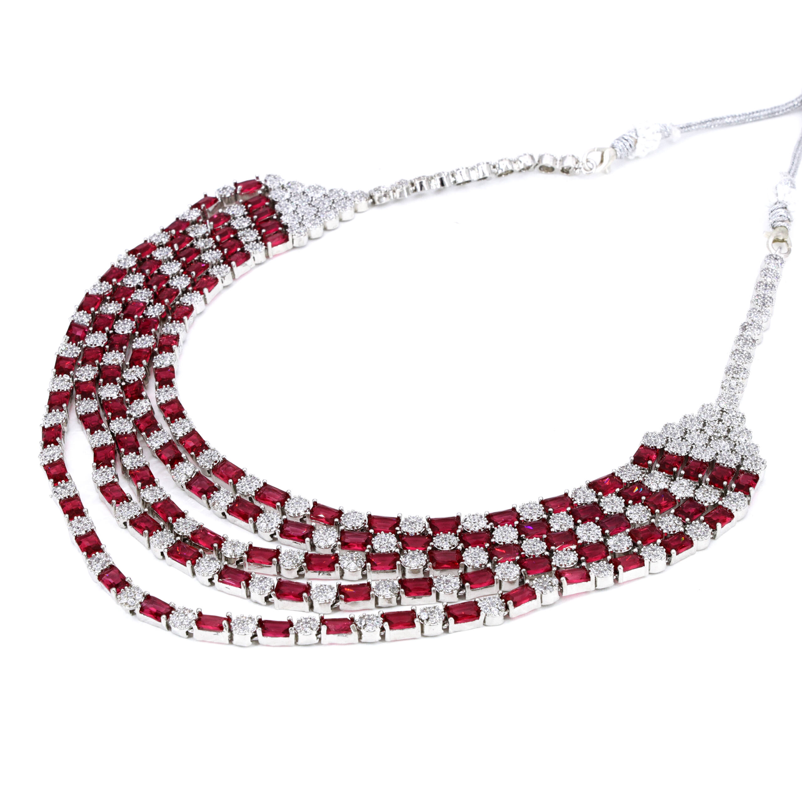 Ruby Red Layered Necklace Set
