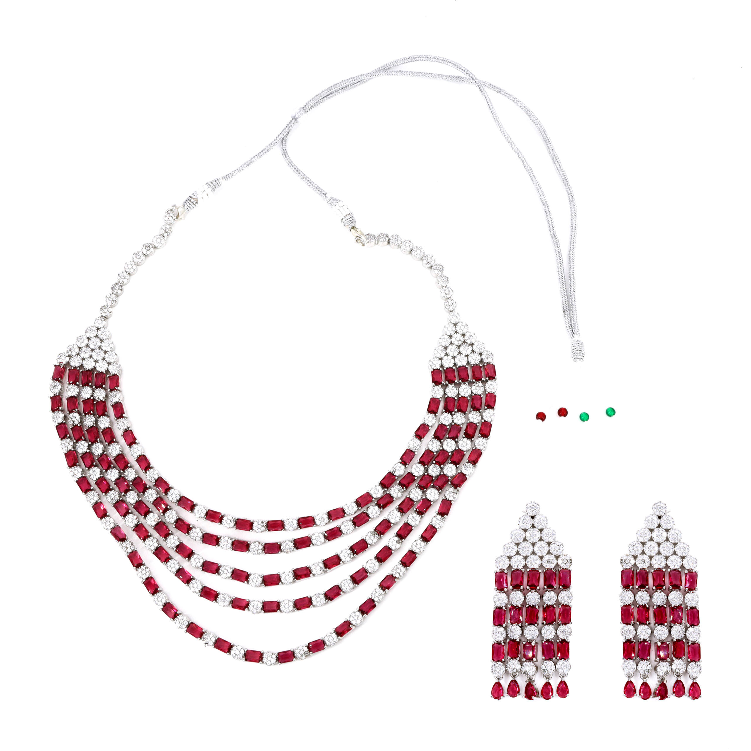 Ruby Red Layered Necklace Set