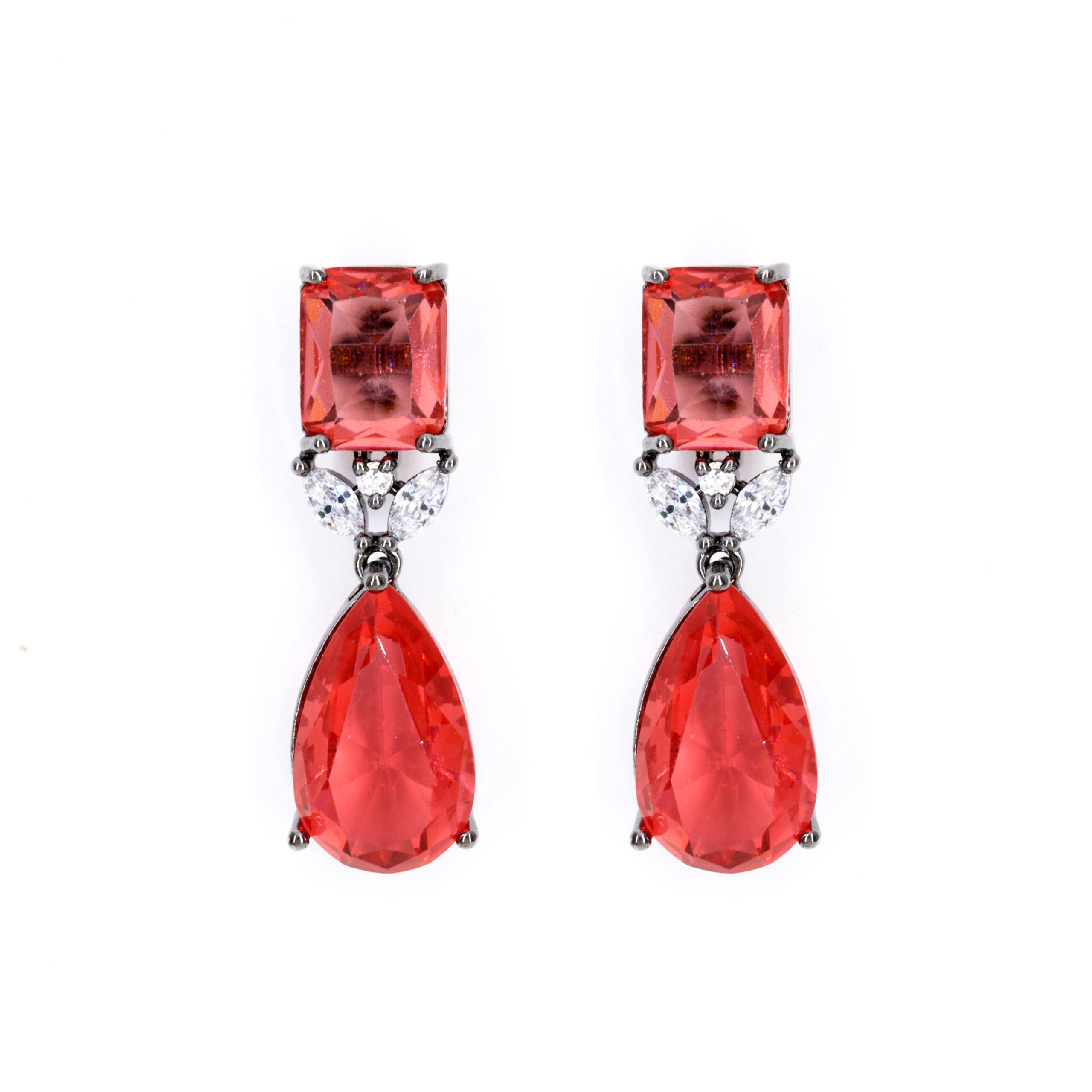 Ruby Red Teardrop Drop Earrings