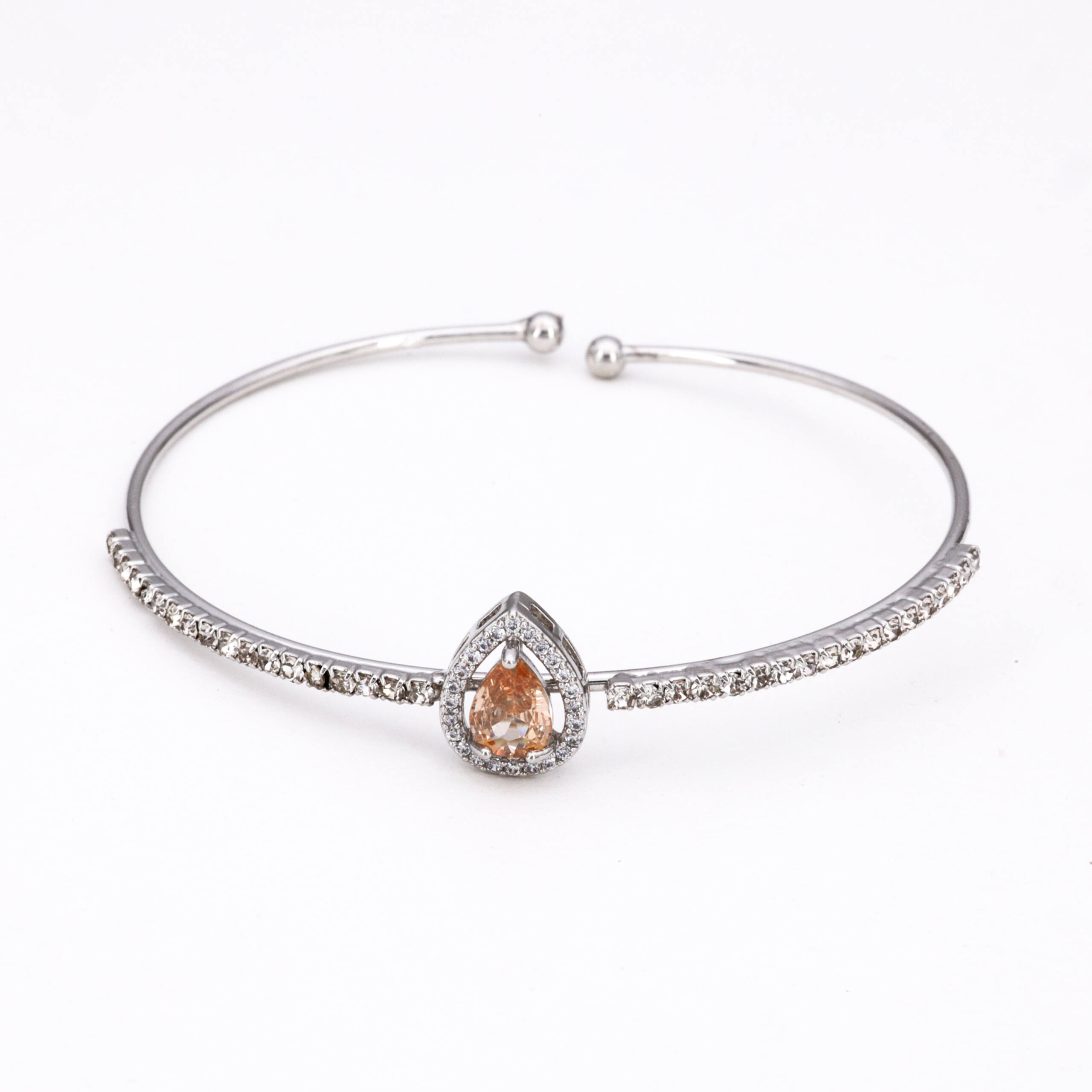 Silver Amber Centerpiece Bracelet