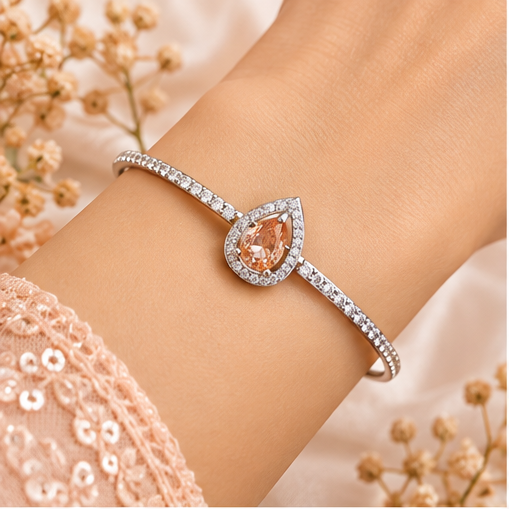 Silver Amber Centerpiece Bracelet