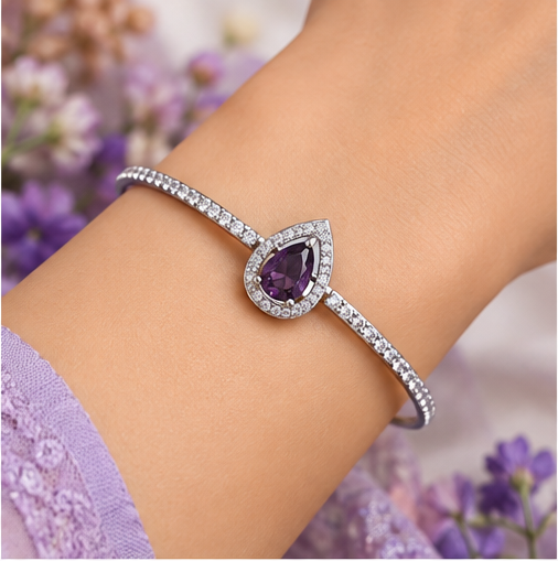 Silver Amethyst Accent Bracelet