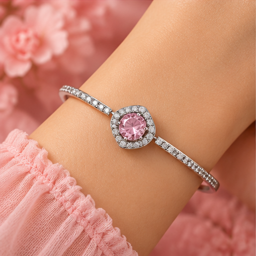 Silver Blush Crystal Accent Bracelet