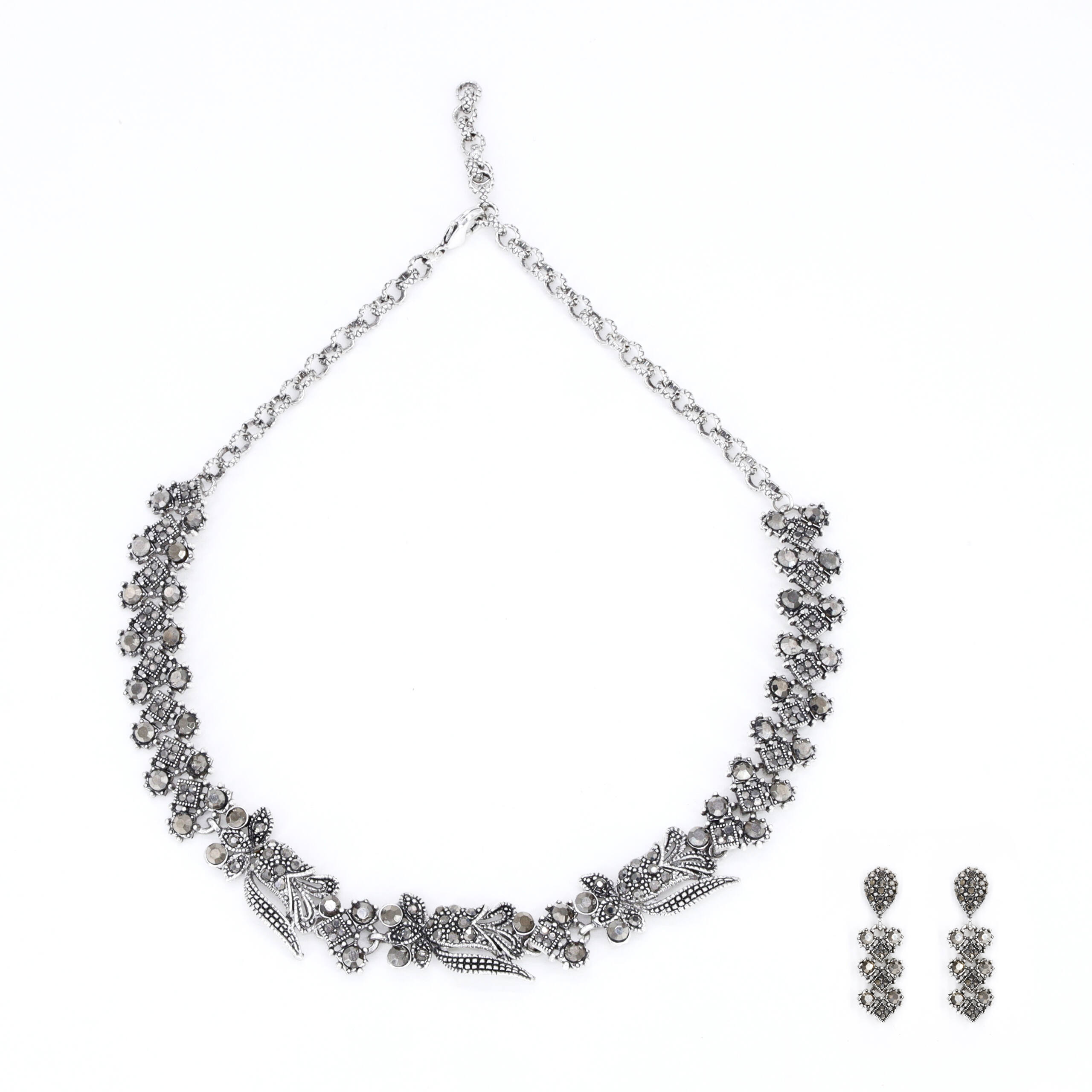Silver Cascade Sparkle Necklace Set