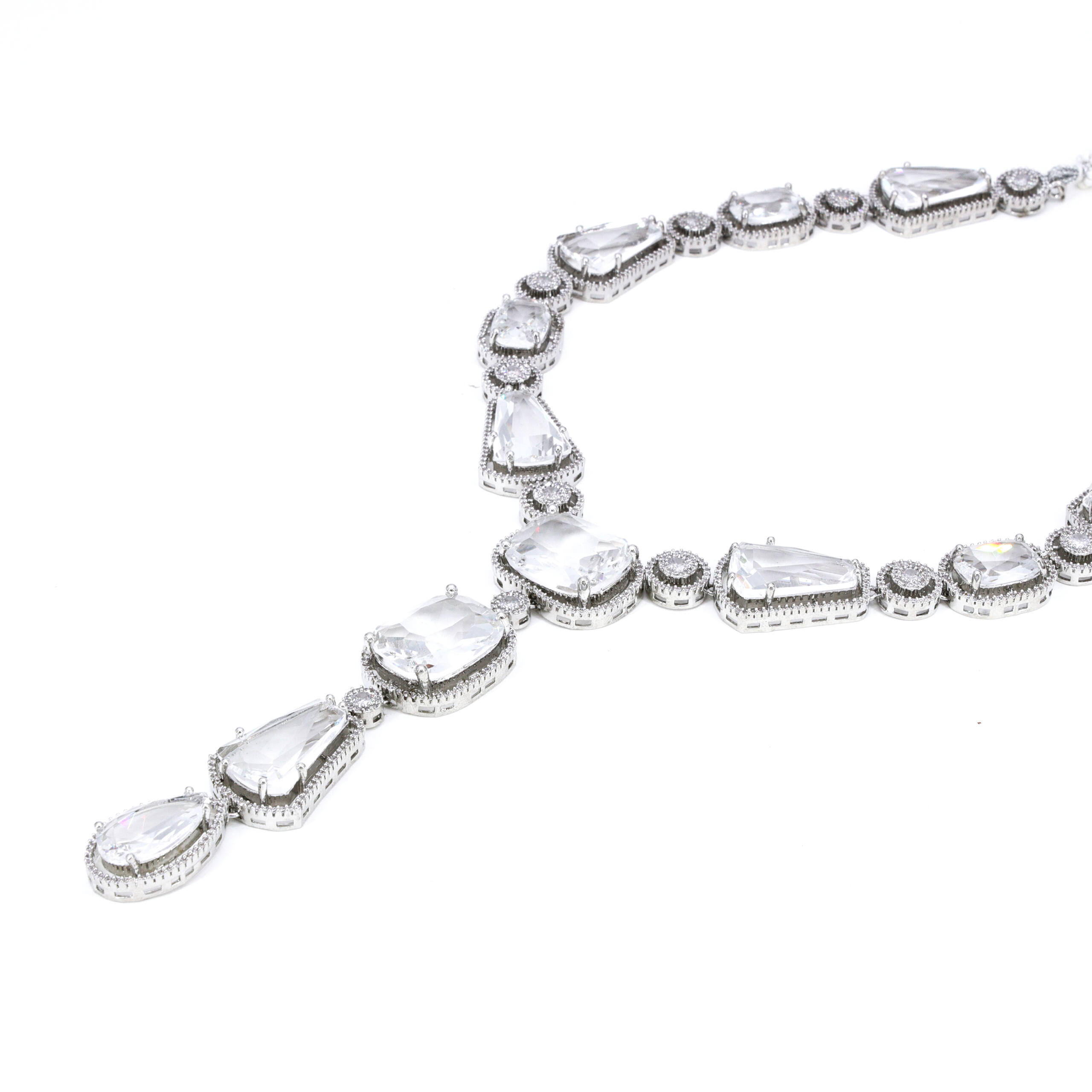 Silver Crystal Classic Necklace Set