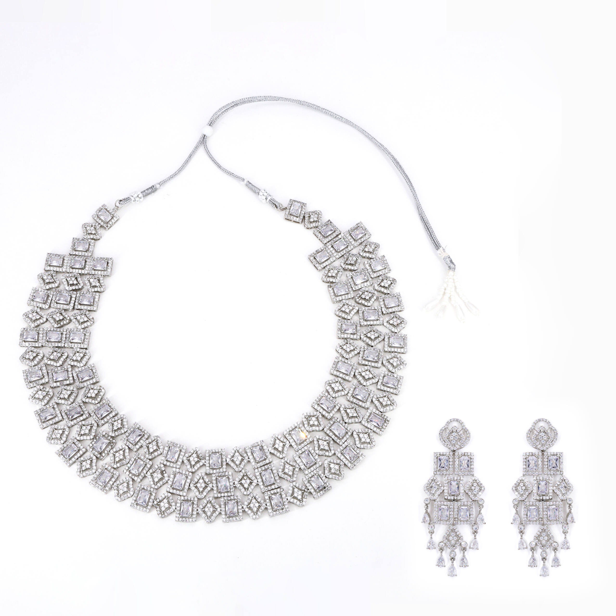 Silver Filigree Statement Necklace Set