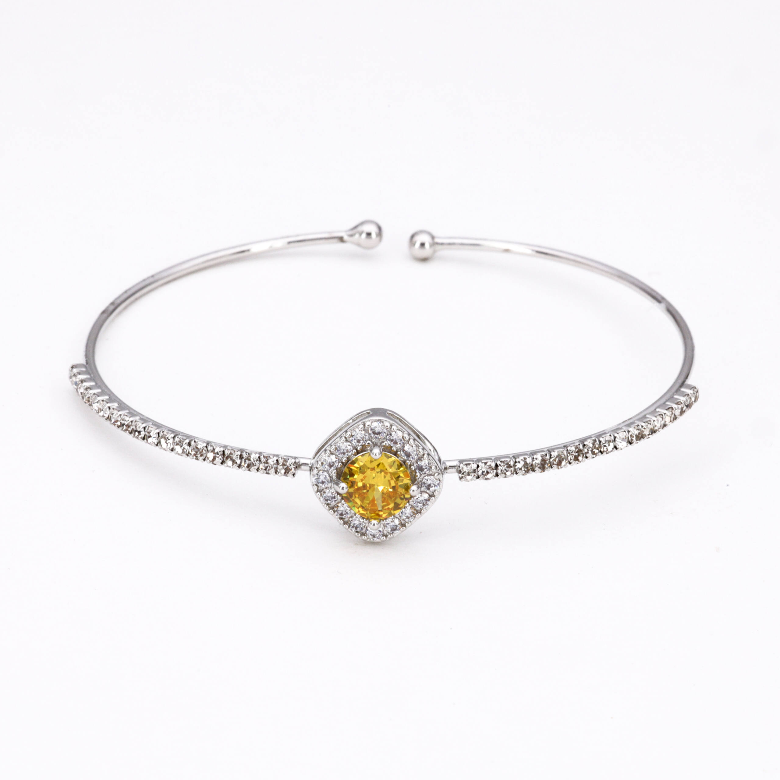 Silver Golden Yellow Accent Bracelet