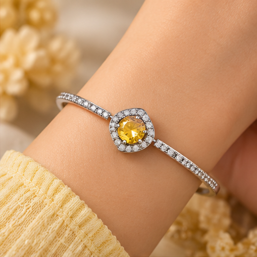 Silver Golden Yellow Accent Bracelet