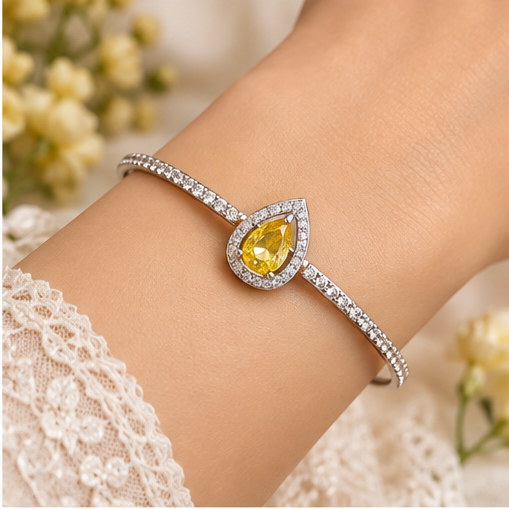 Silver Golden Yellow Charm Bracelet