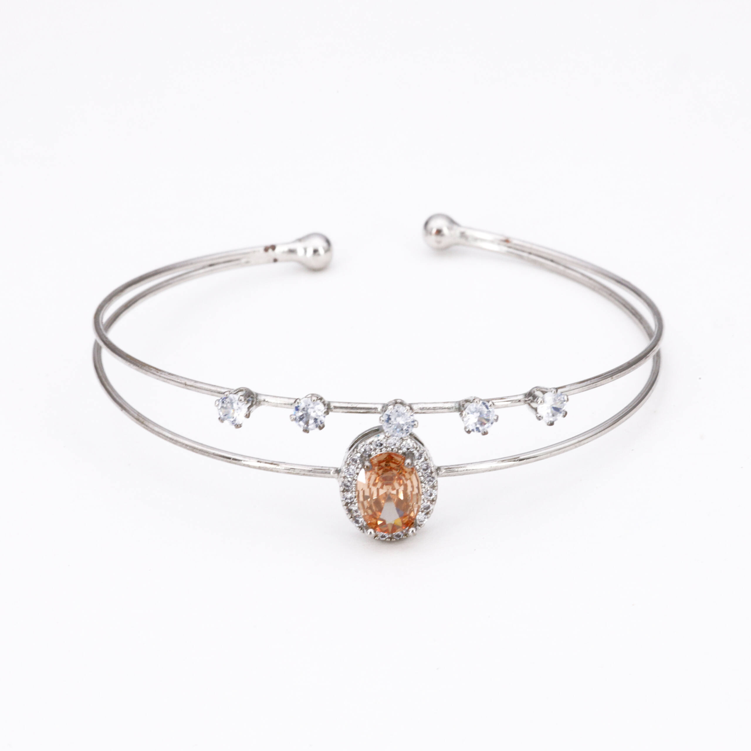 Silver Rose Accent Bracelet