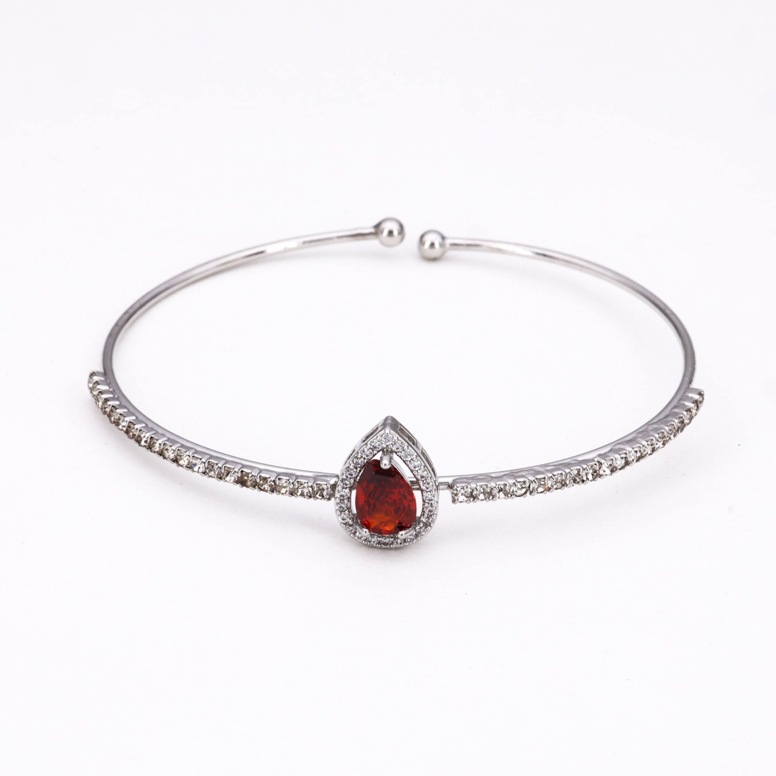 Silver Ruby Red Charm Bracelet