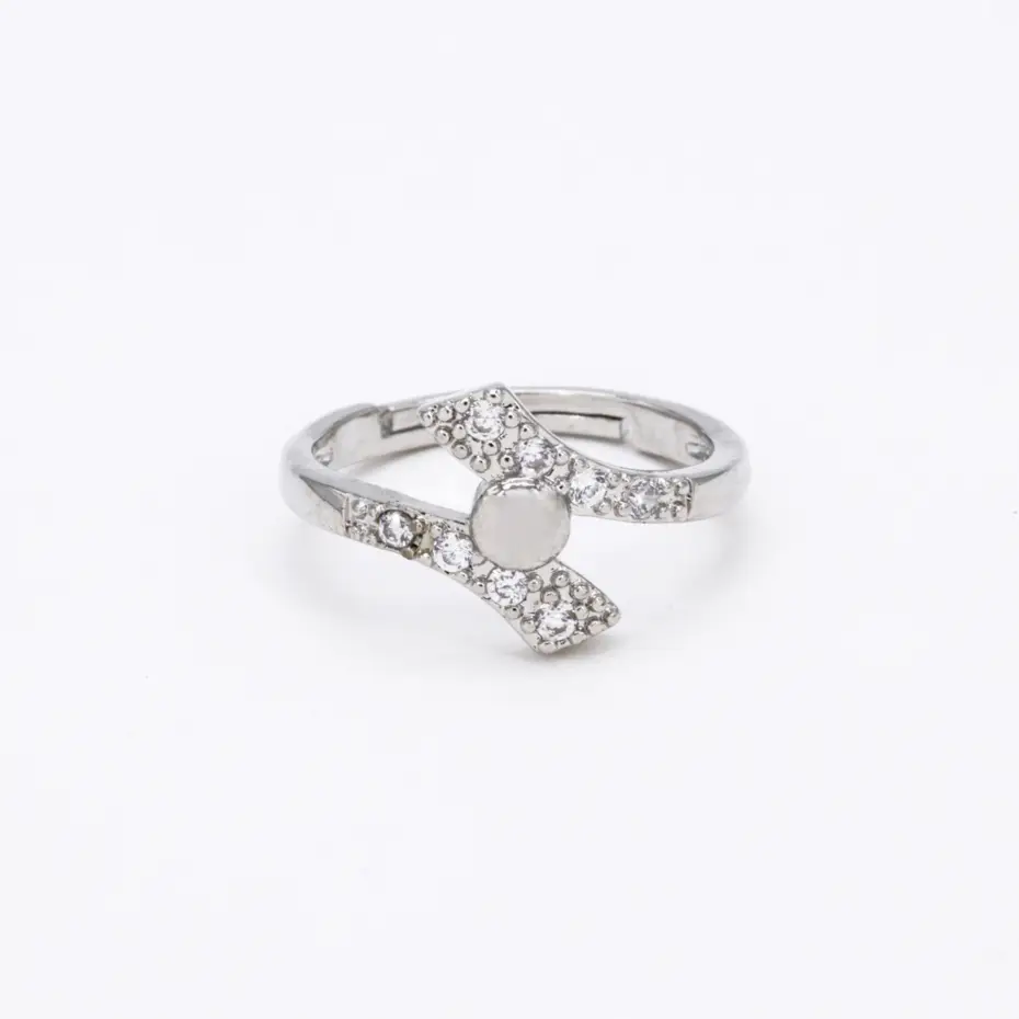 Silver Twist Crystal Ring