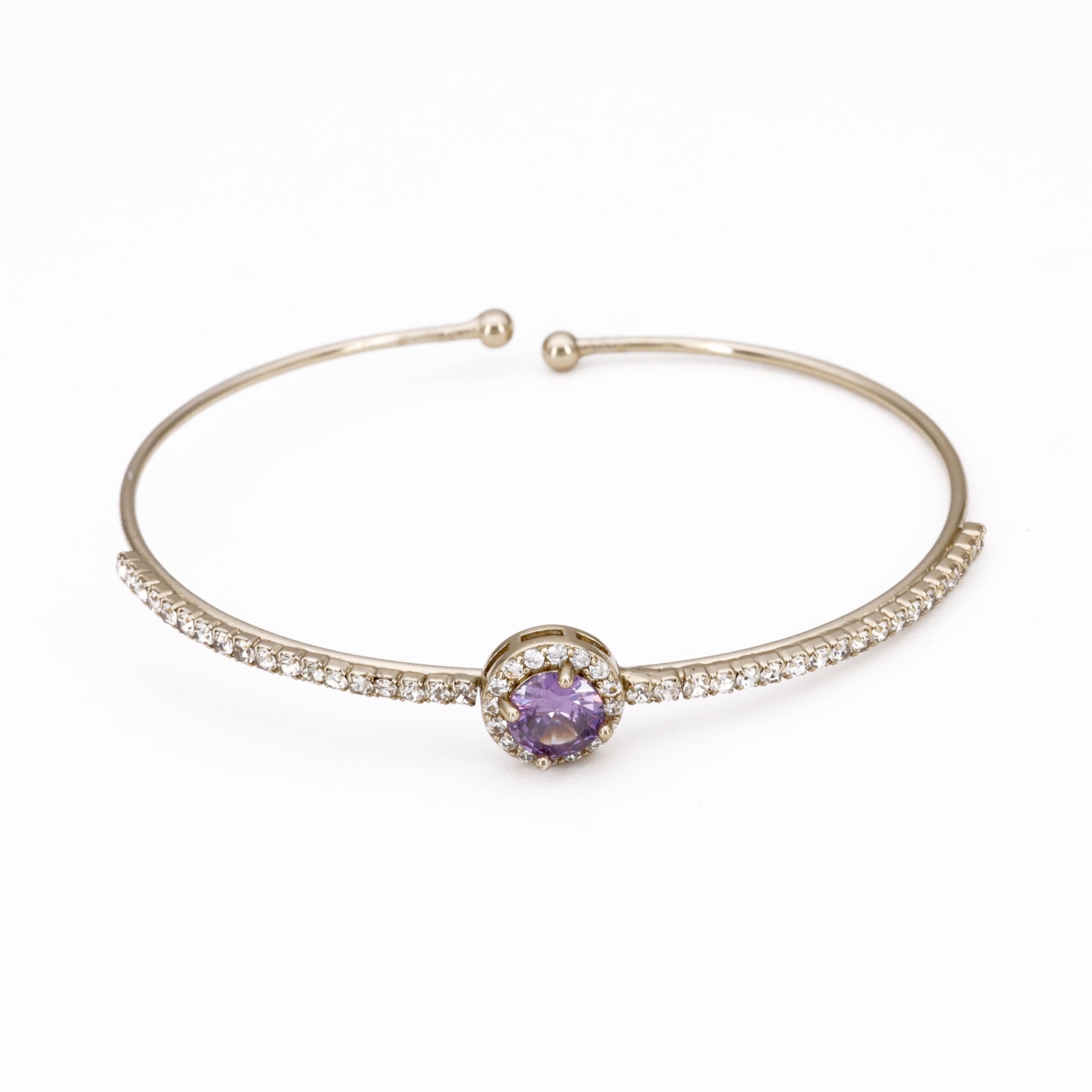 Silver Violet Square Charm Bracelet