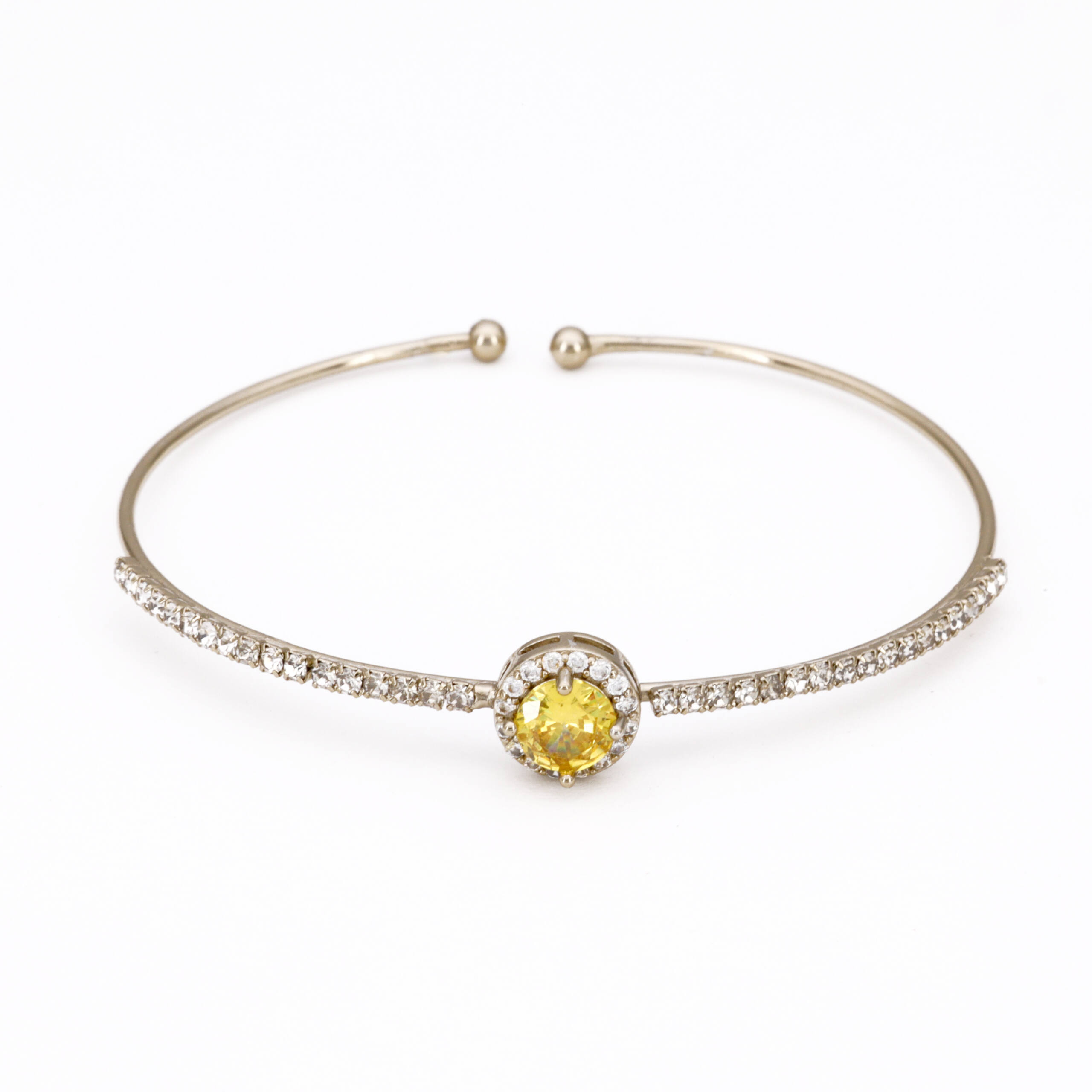 Silver Yellow Crystal Accent Bracelet