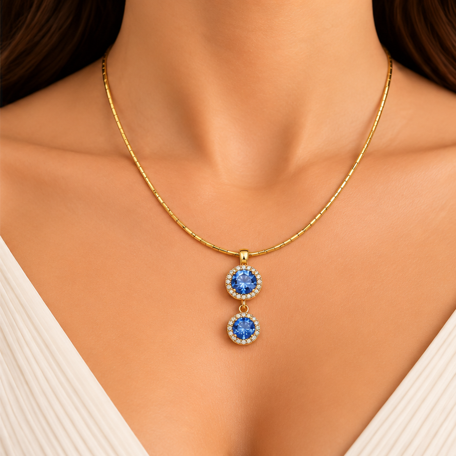 Small Flower Gold Tone Pendant Necklace