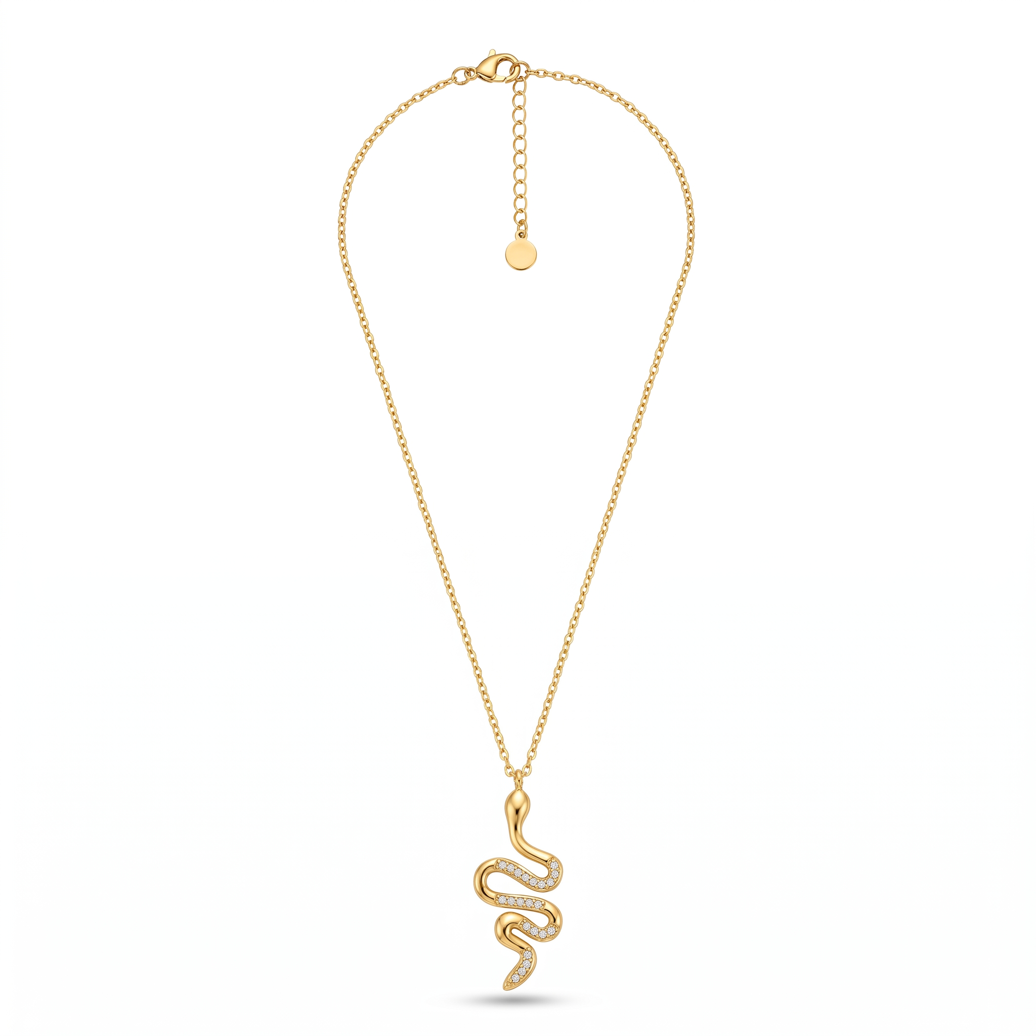 Snake Design Gold Tone Pendant Necklace