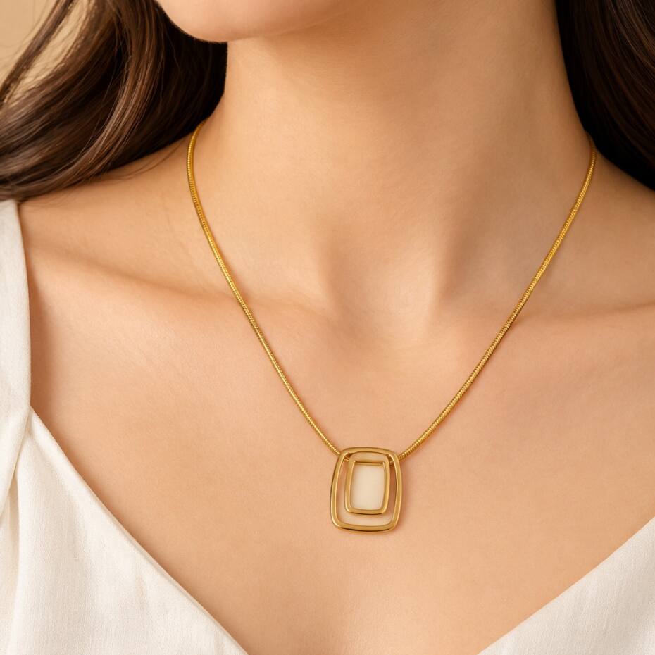Square Charm Gold Tone Necklace