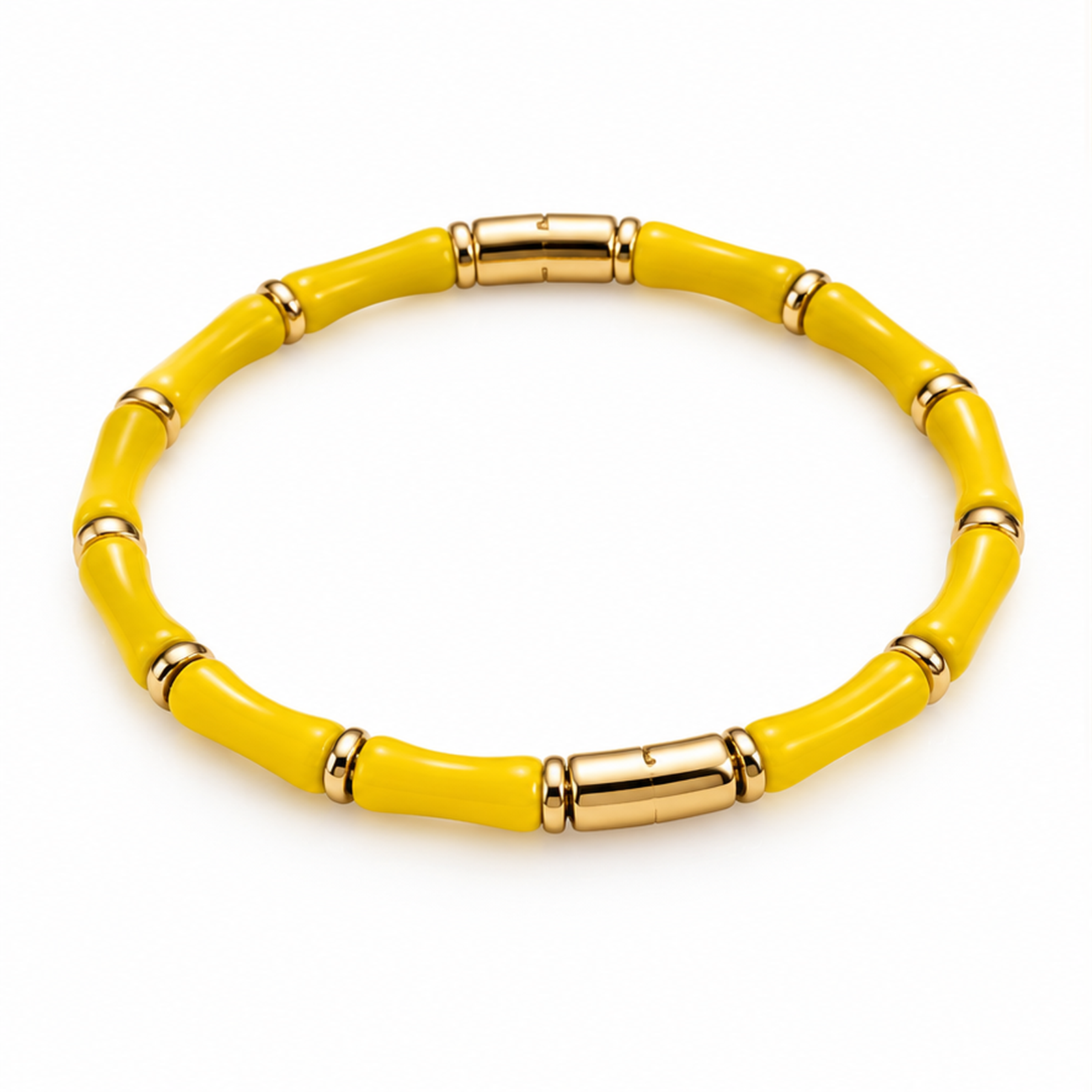 Sunshine Yellow Enamel Gold Tone Bangle