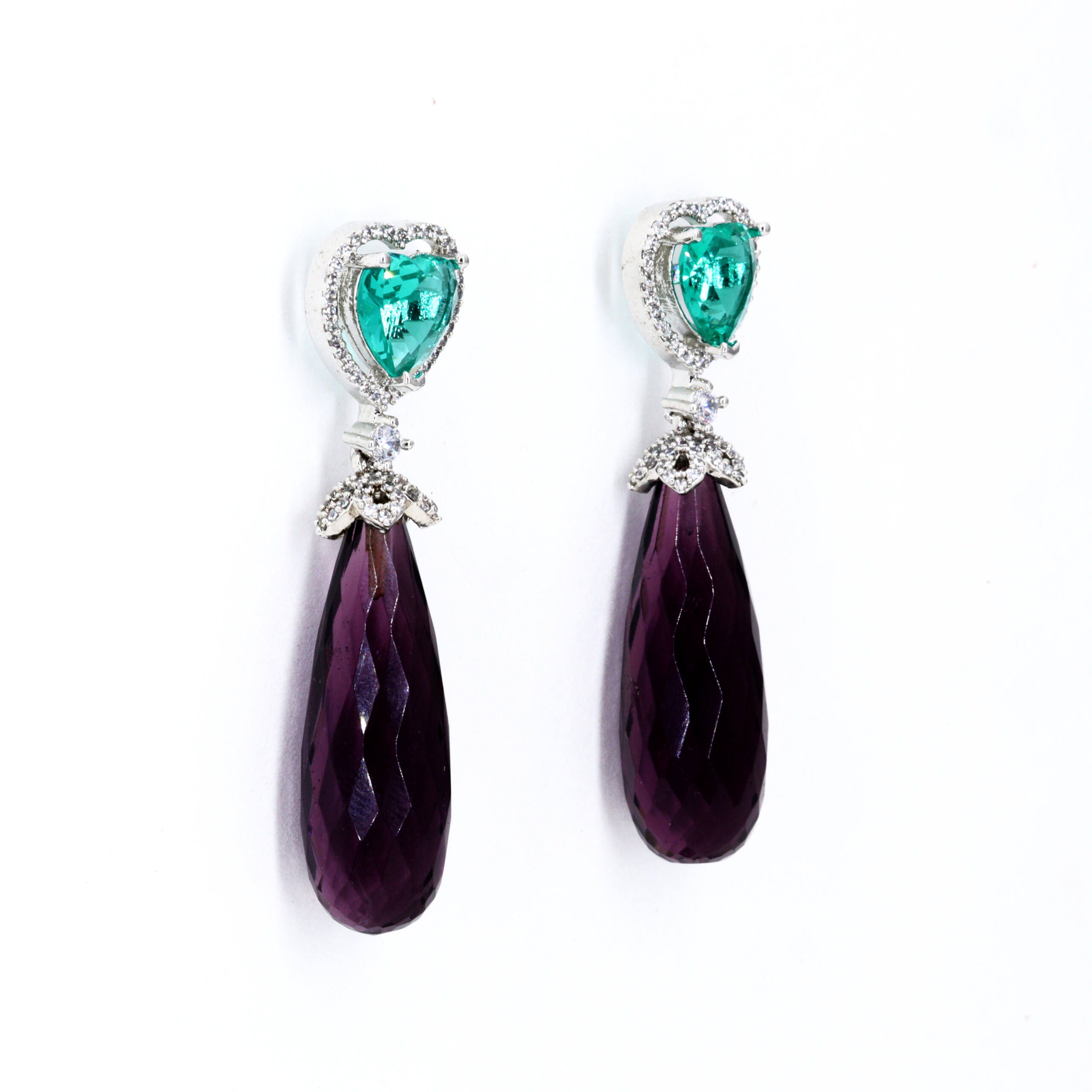 Teal Noir Long Drop Earrings