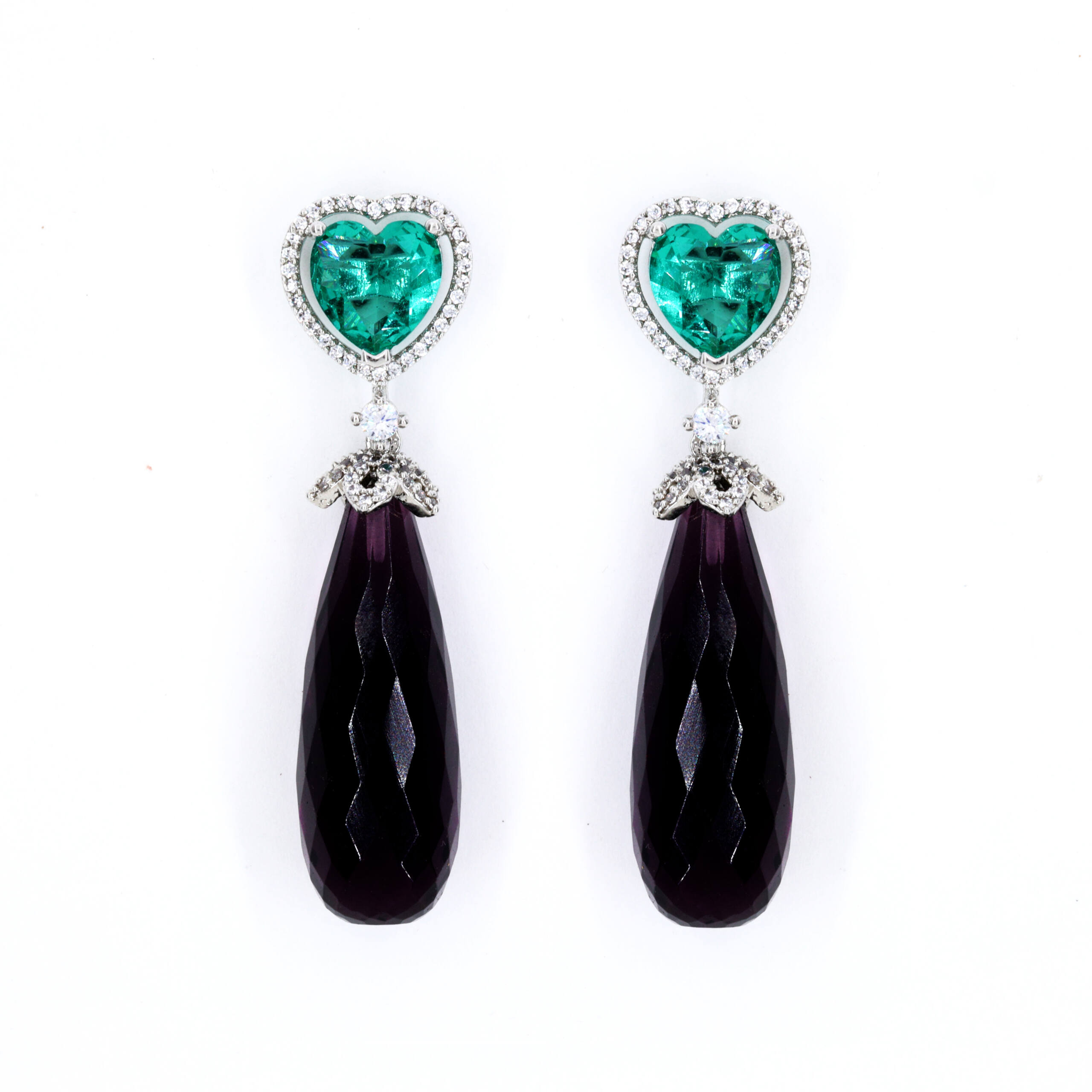 Teal Noir Long Drop Earrings